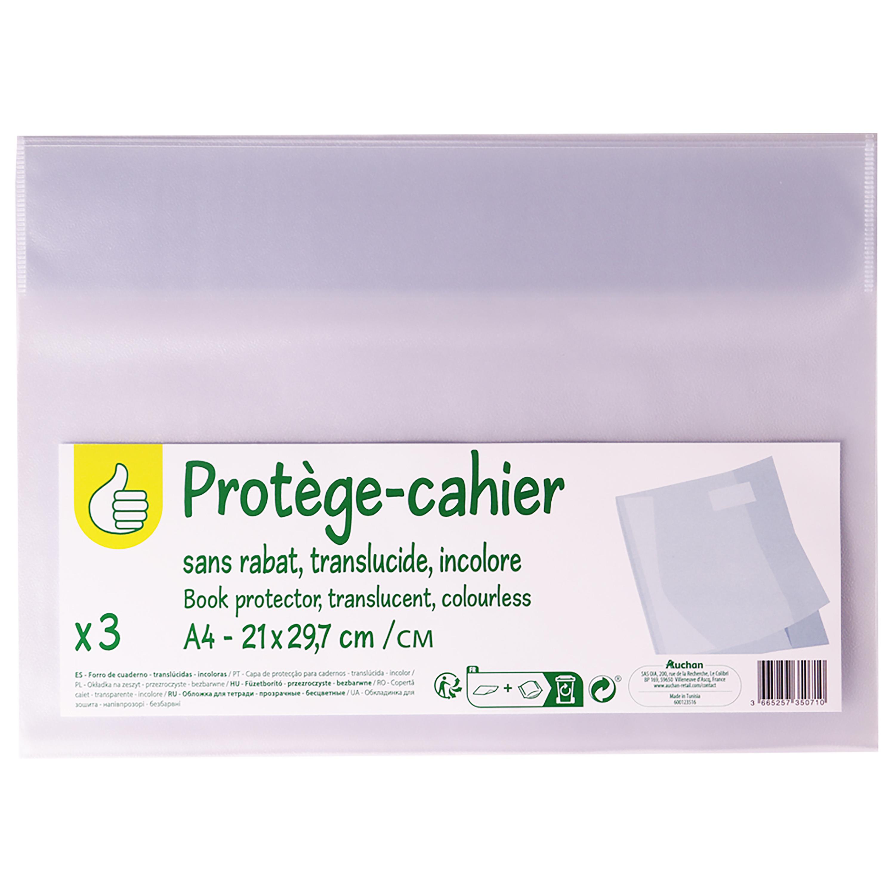 AUCHAN Pochettes x3 Cristal 21x29.7cm - Incolore
