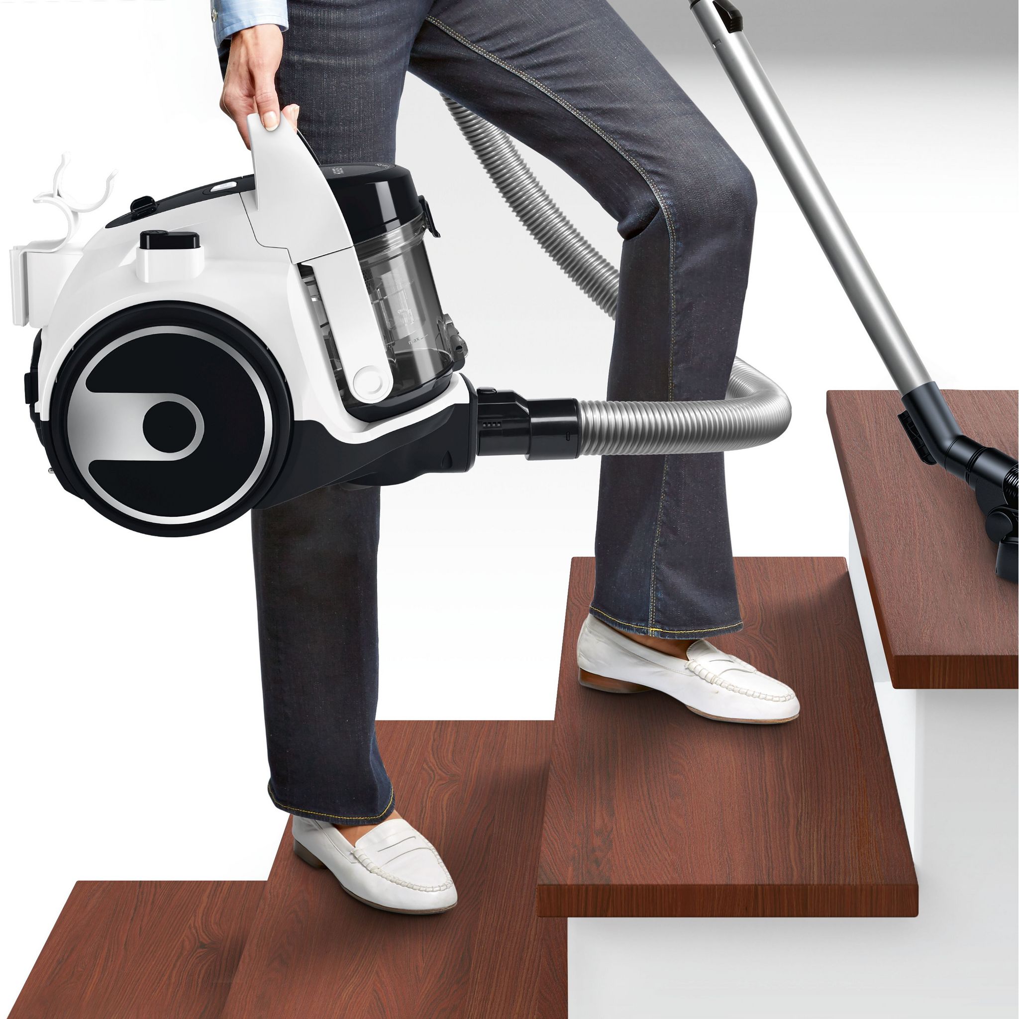 Voir la diapositive 4 : BOSCH Aspirateur traîneau sans sac BGS05A322 - Blanc