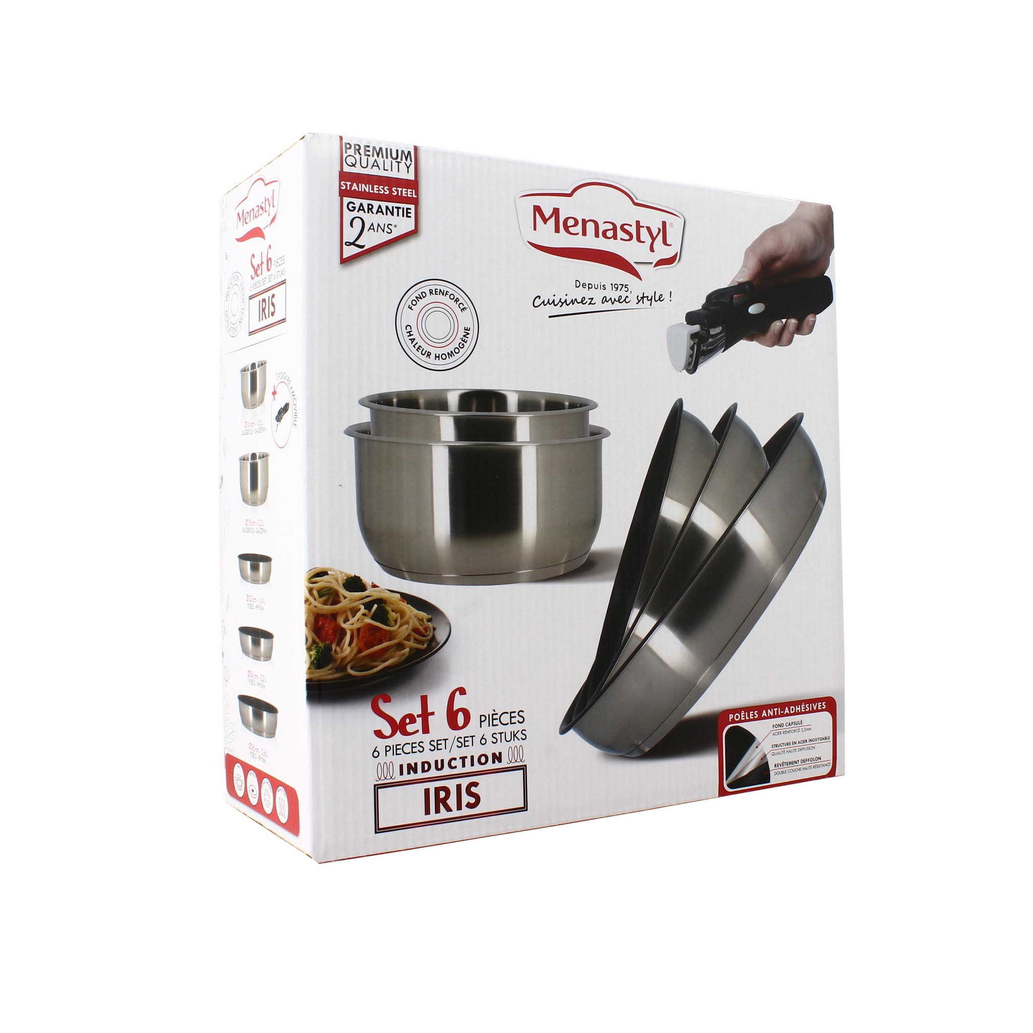 Voir la diapositive 4 : Batterie de cuisine 6 pièces induction inox
