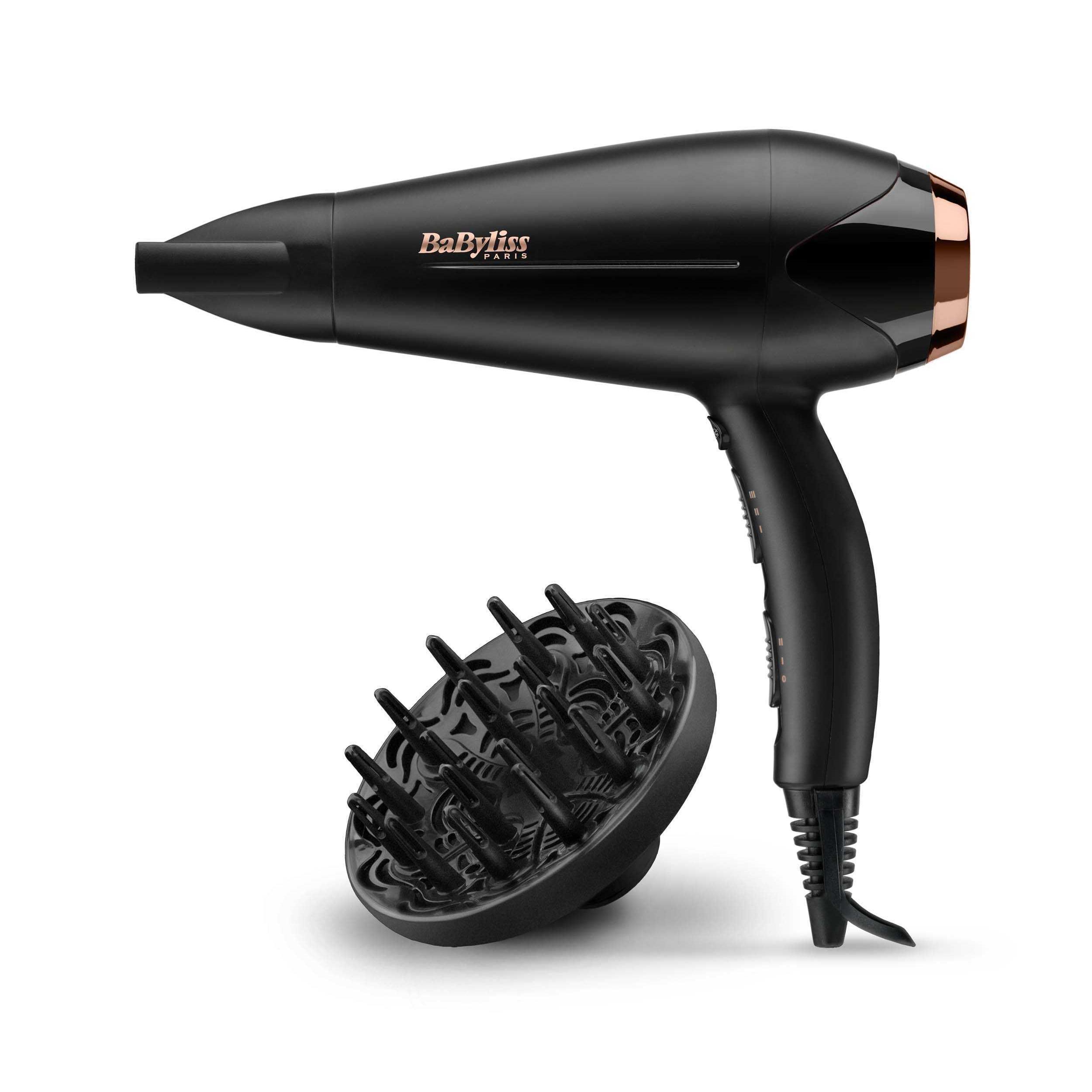 Voir la diapositive 3 : BABYLISS Sèche cheveux avec diffuseur fonction ionique D570DE - Noir