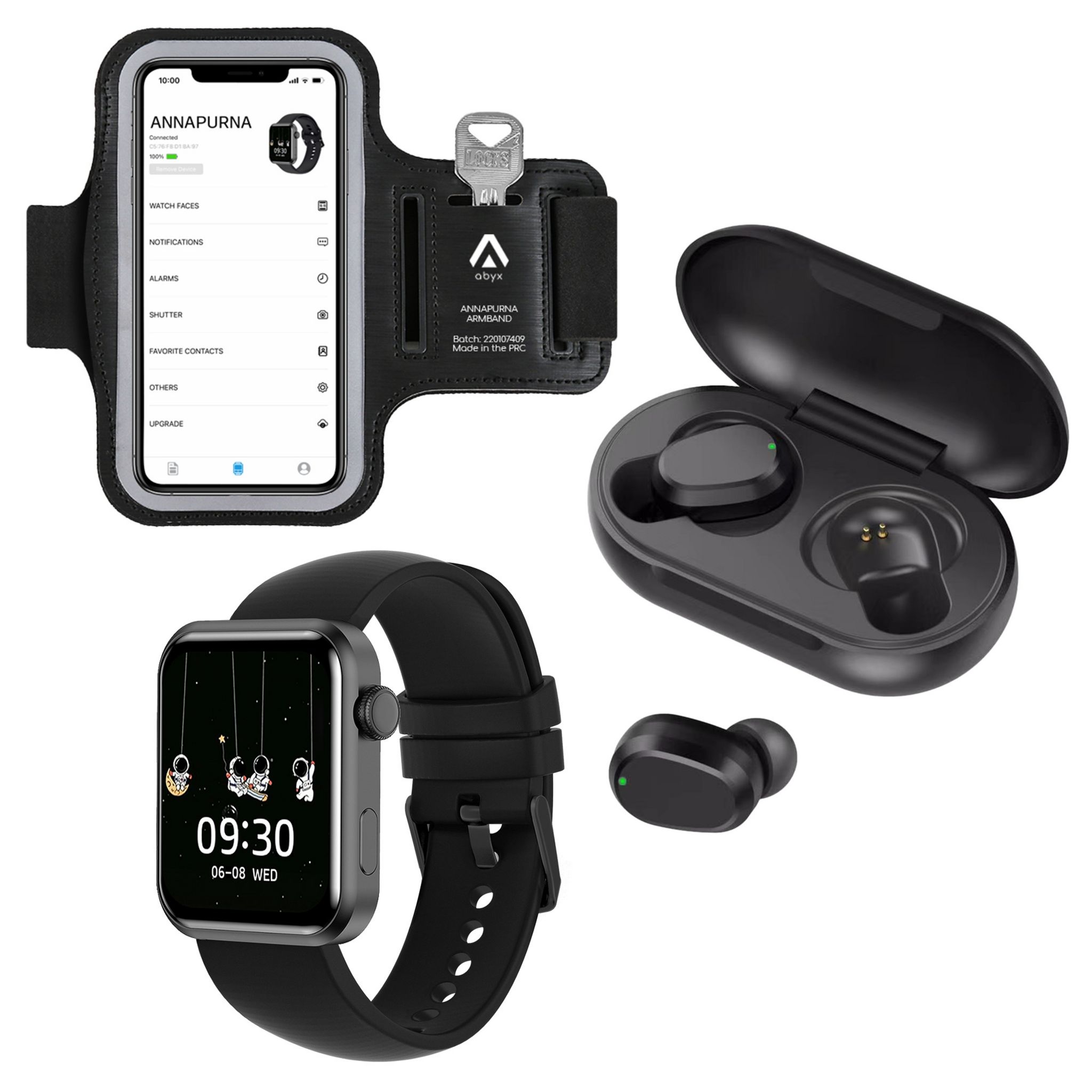 Voir la diapositive 2 : ABYX AnnaPurna Montre connectée Fit + Écouteurs TWS+Brassard