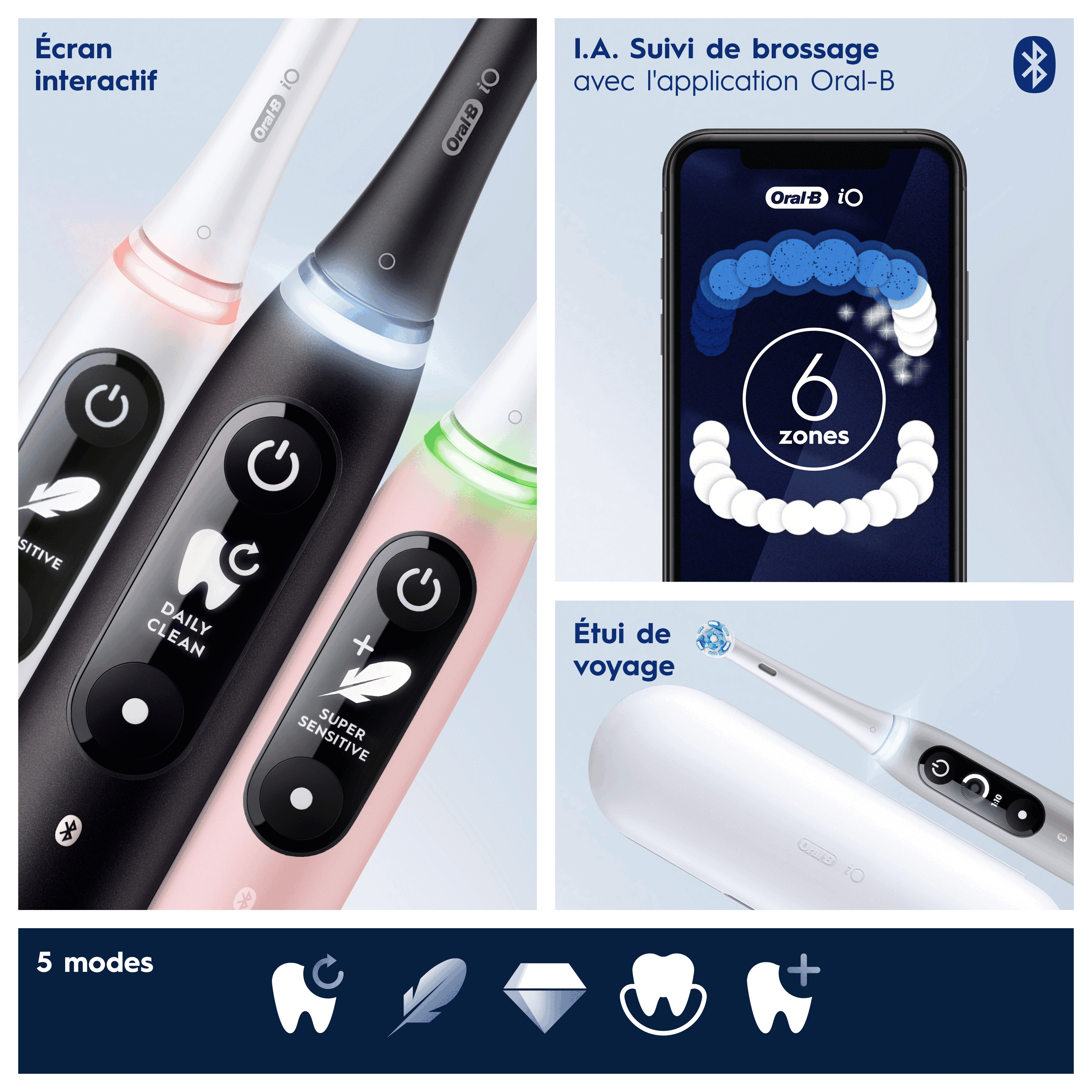 Voir la diapositive 10 : ORAL-B Brosse à dents électrique IO6s - Blanc