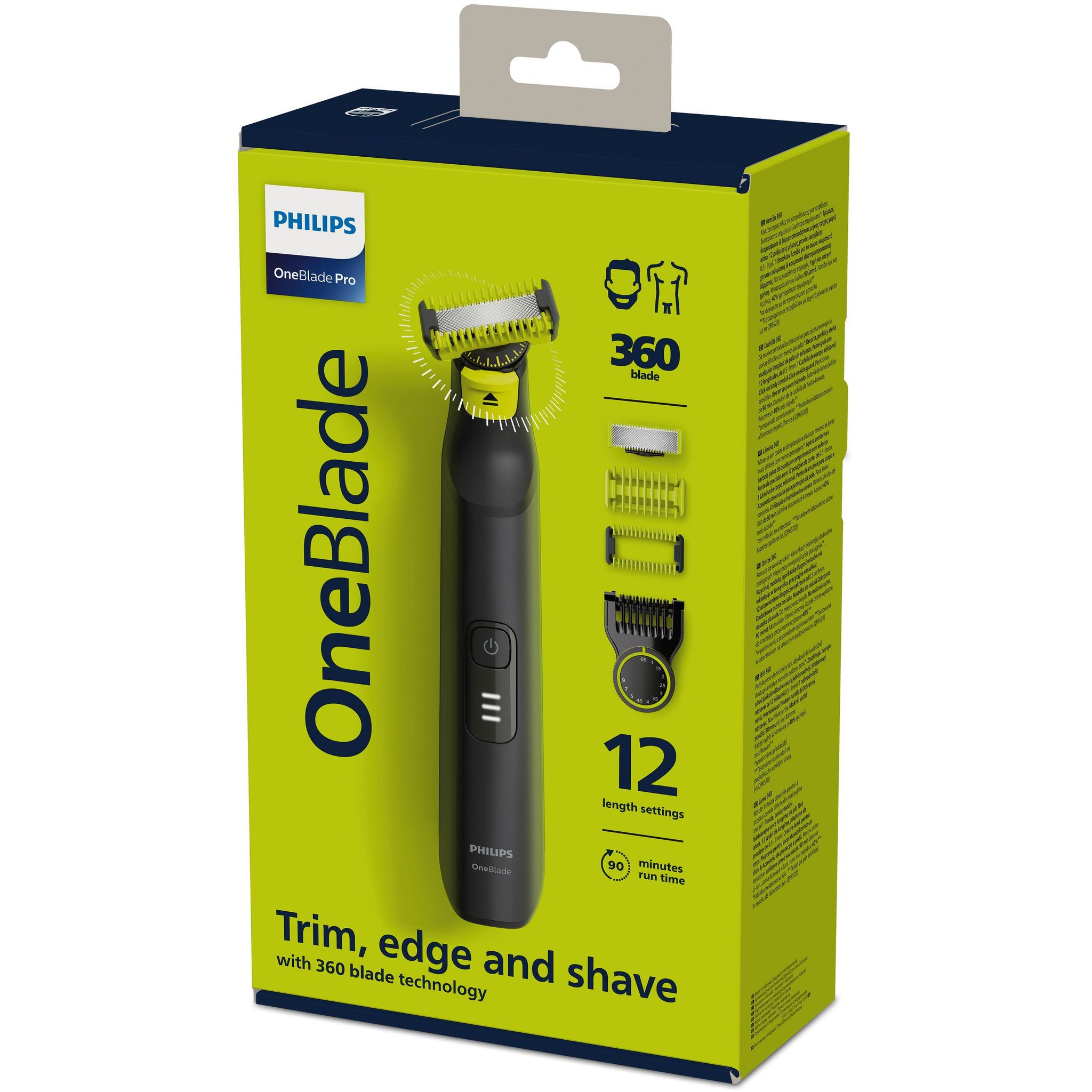 Voir la diapositive 3 : PHILIPS Tondeuse visage et corps One Blade QP6541/16 - Noir