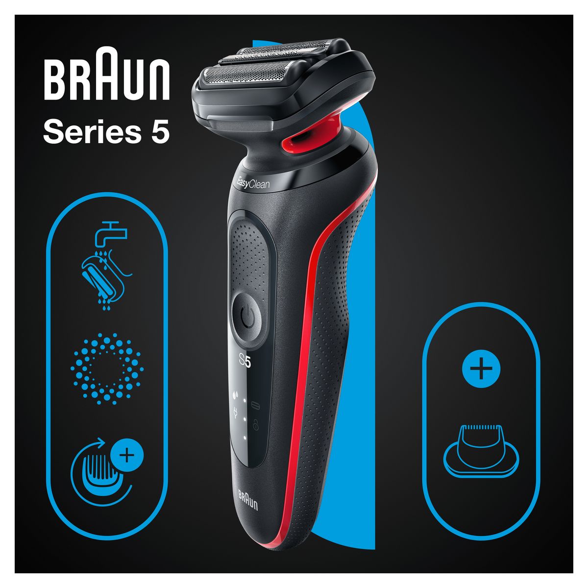 BRAUN Rasoir électrique 51-R1200S - Noir et rouge