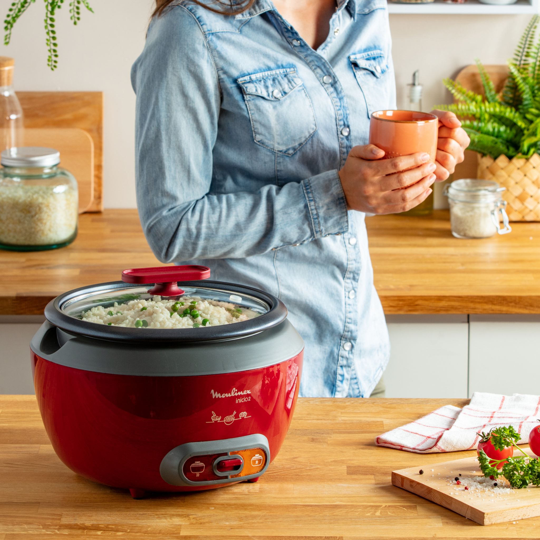 Voir la diapositive 4 : MOULINEX Cuiseur à riz Inicio 2 MK156500 - Rouge