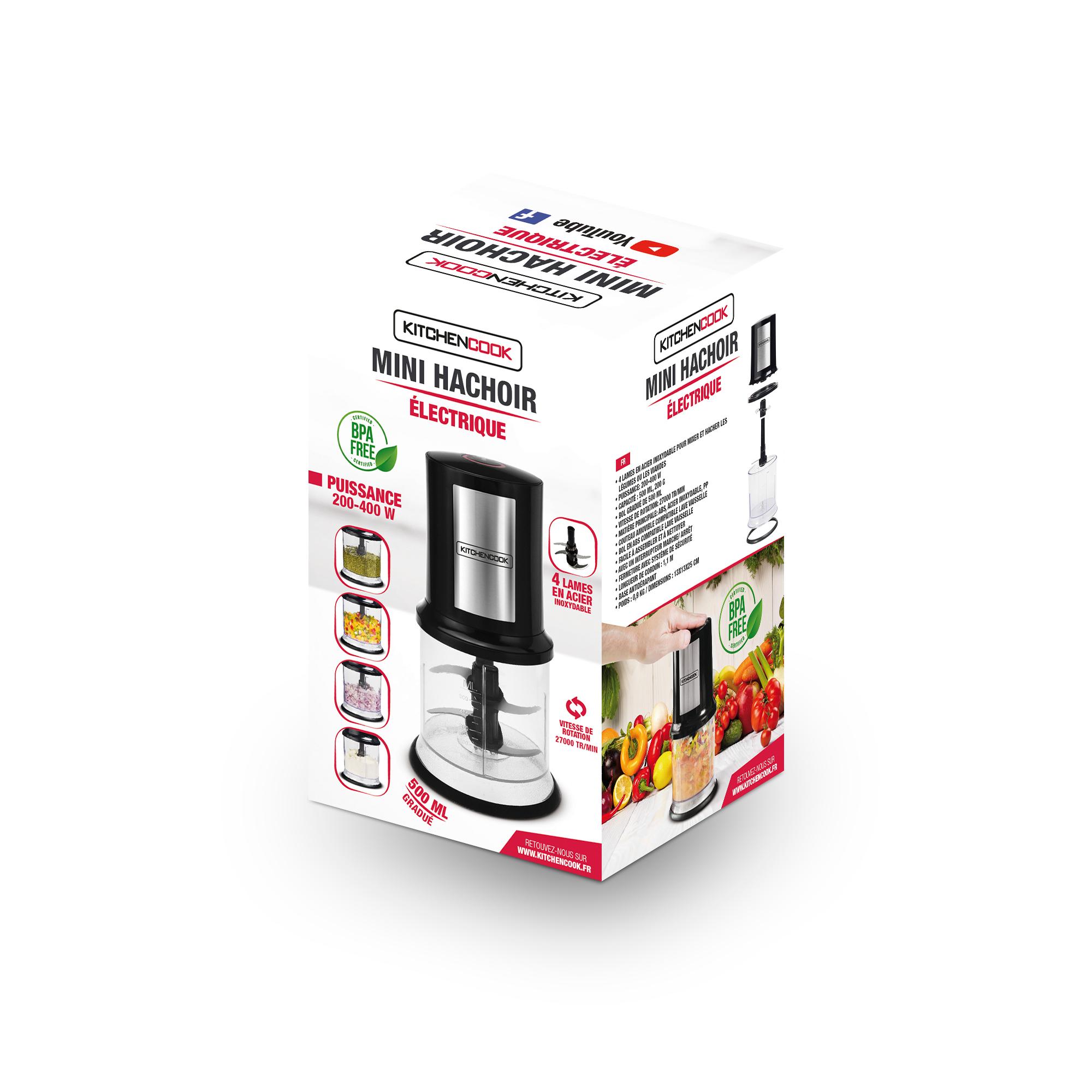 Voir la diapositive 3 : KITCHENCOOK Mini hachoir électrique MIXPOD500 - Noir