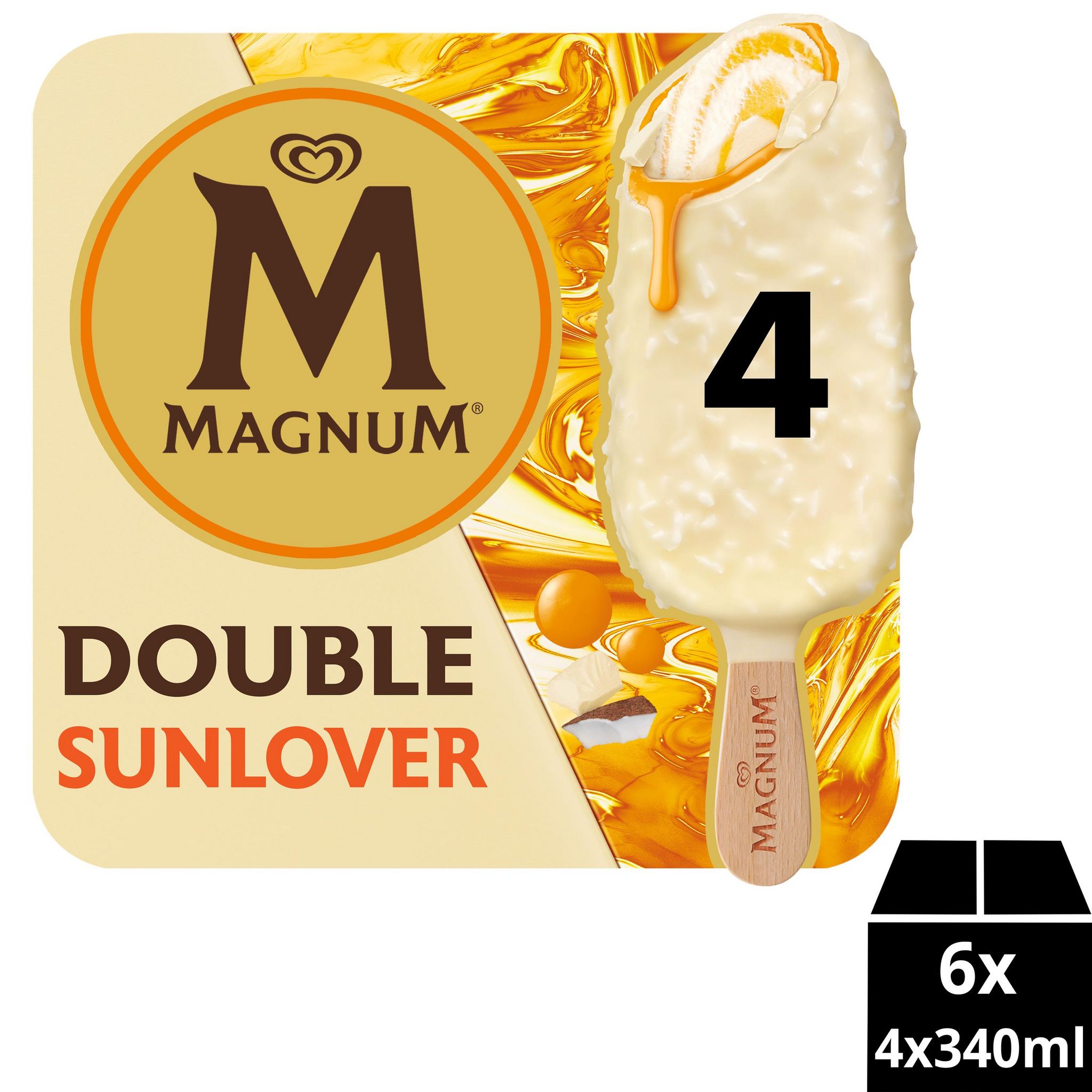 Voir la diapositive 3 : MAGNUM Bâtonnets glacés Sunlover double chocolat blanc mangue et noix de coco 4 pièces 300g