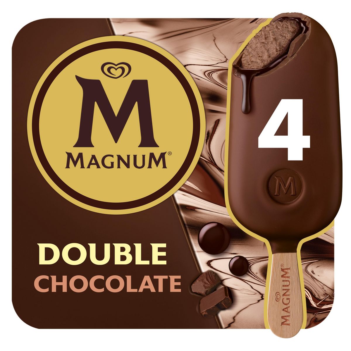 MAGNUM Bâtonnets glacés Deluxe double chocolat 4 pièces 284g