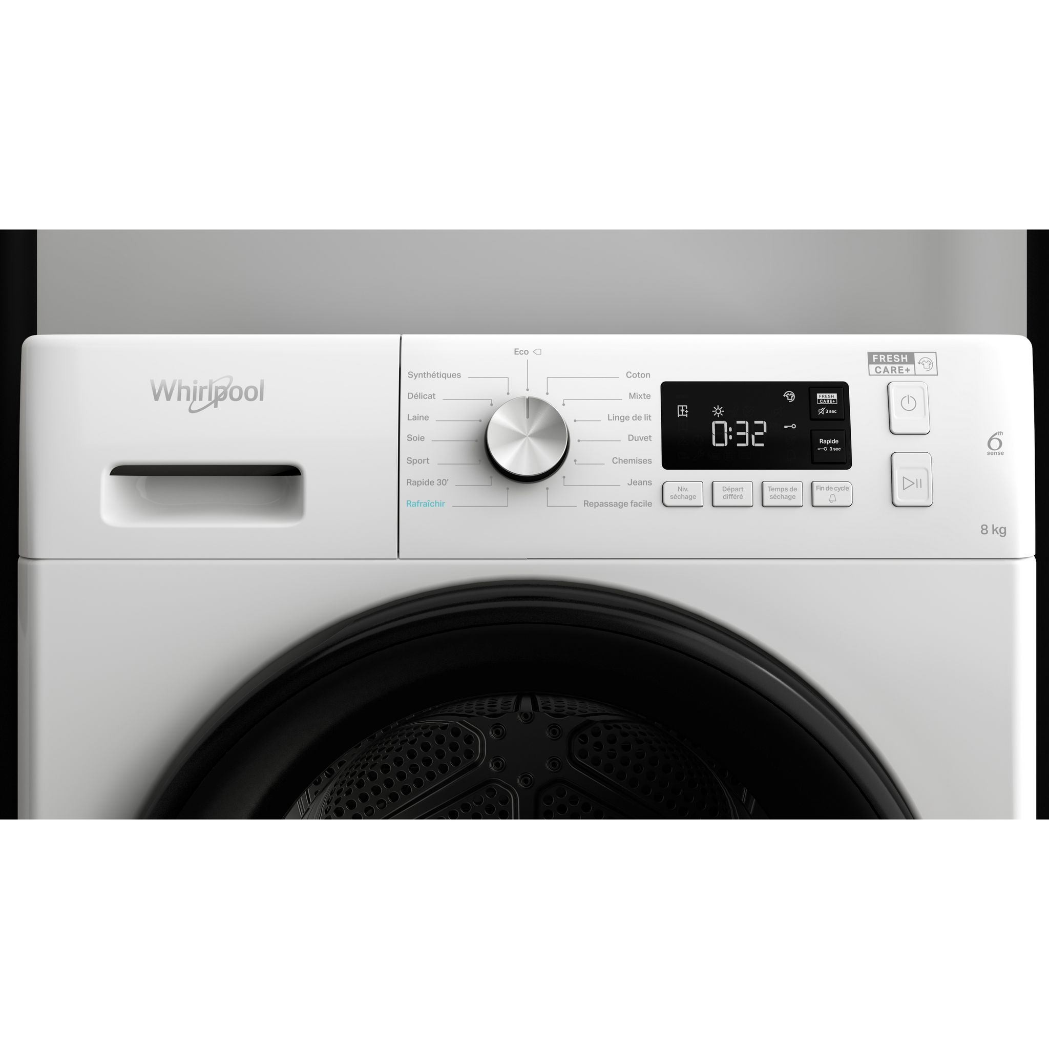 Voir la diapositive 3 : WHIRLPOOL Sèche linge hublot FFTM1182BFR, 8 kg, Pompe à chaleur, A++