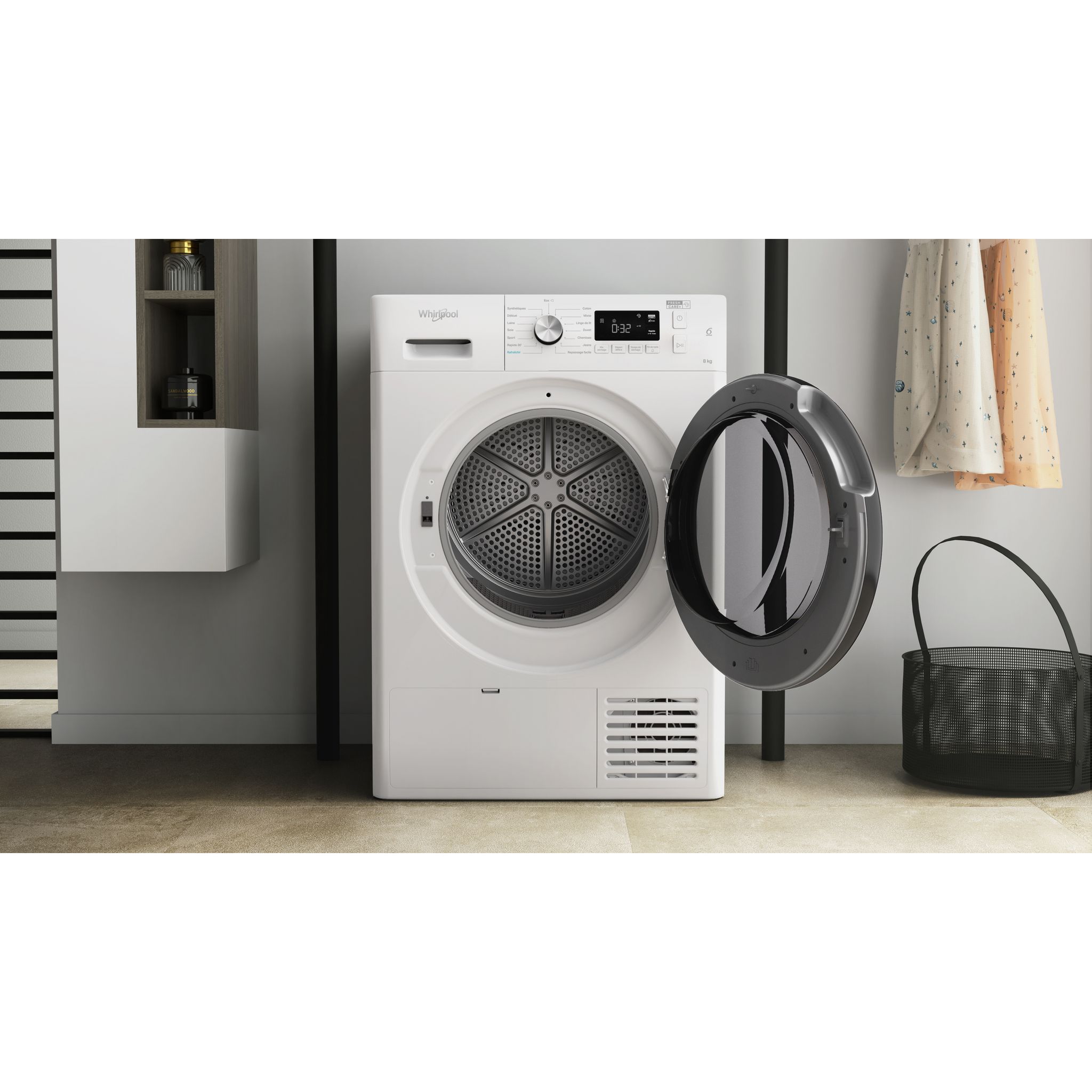 Voir la diapositive 7 : WHIRLPOOL Sèche linge hublot FFTM1182BFR, 8 kg, Pompe à chaleur, A++