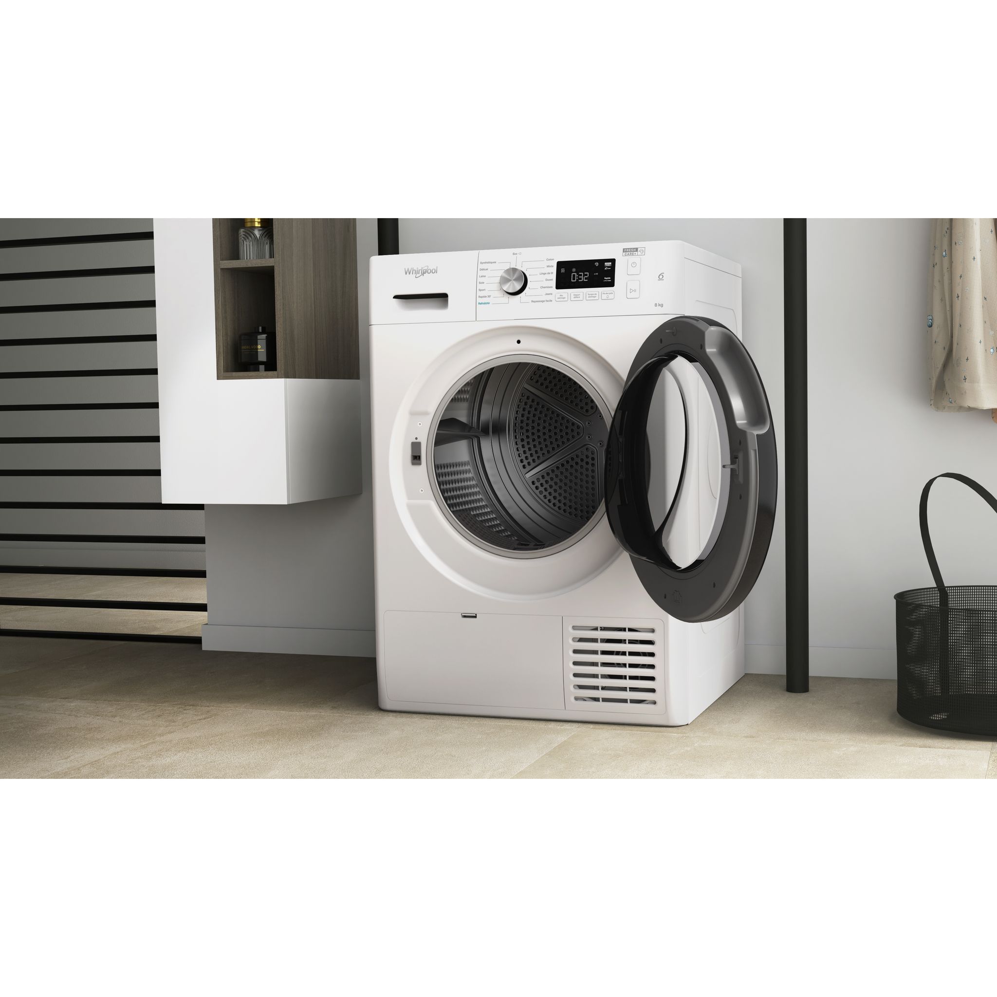 Voir la diapositive 8 : WHIRLPOOL Sèche linge hublot FFTM1182BFR, 8 kg, Pompe à chaleur, A++