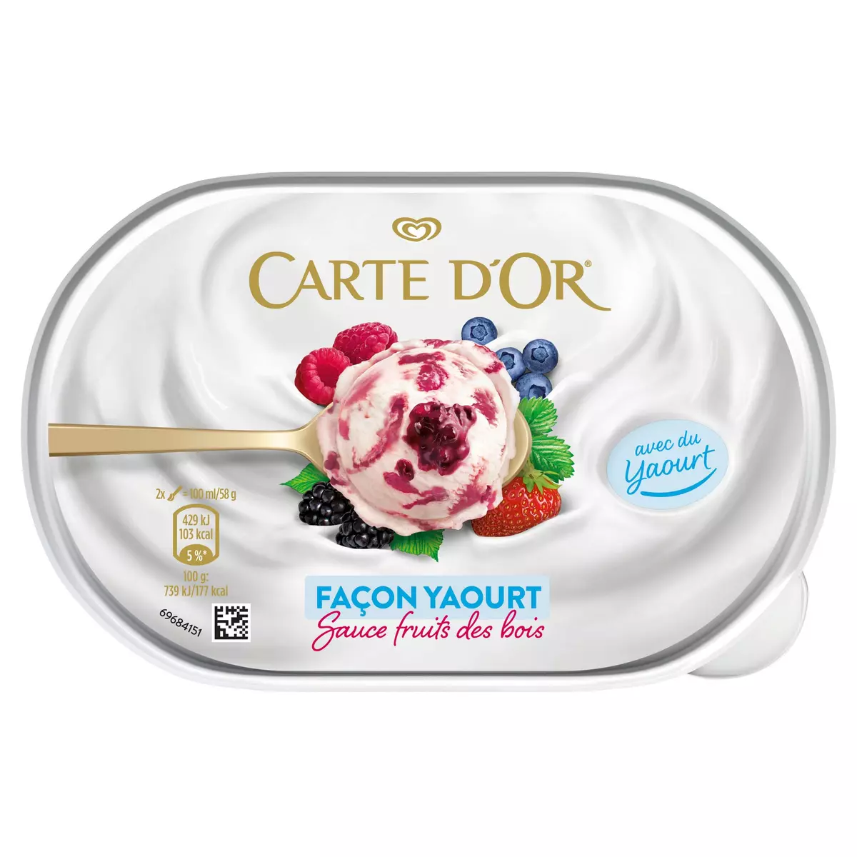 CARTE D'OR Crème glacée façon yaourt sauce fruits des bois 492g