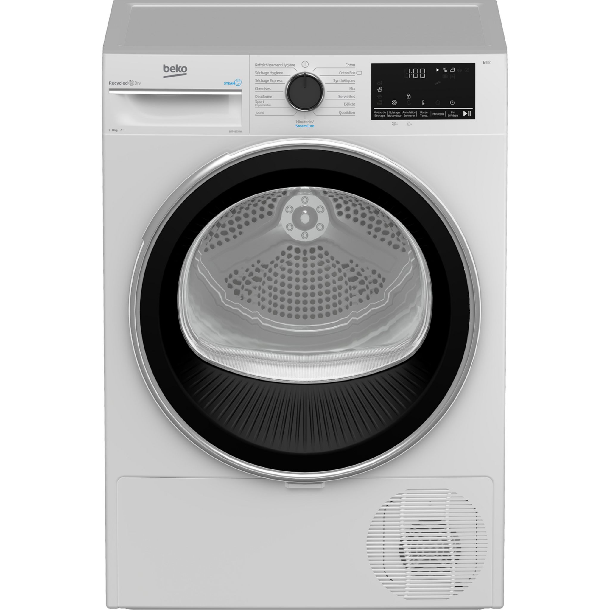 Voir la diapositive 4 : BEKO Sèche linge hublot B3T48230W, 8 kg, Pompe à chaleur, A++