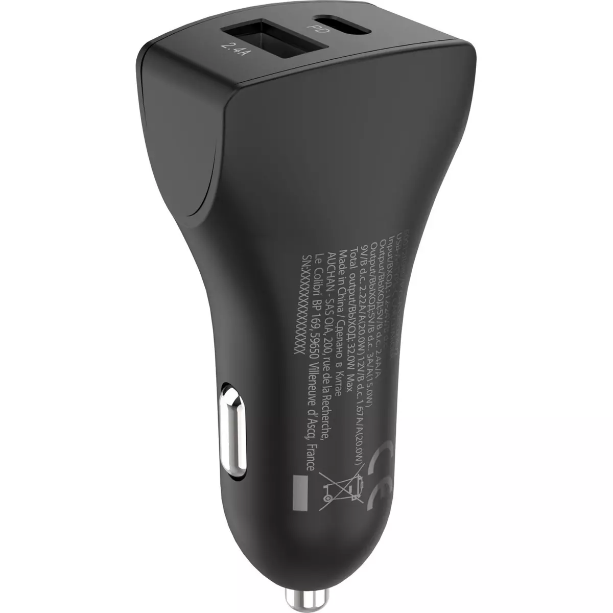 QILIVE Chargeur rapide USBA/USBC PD20W - Noir