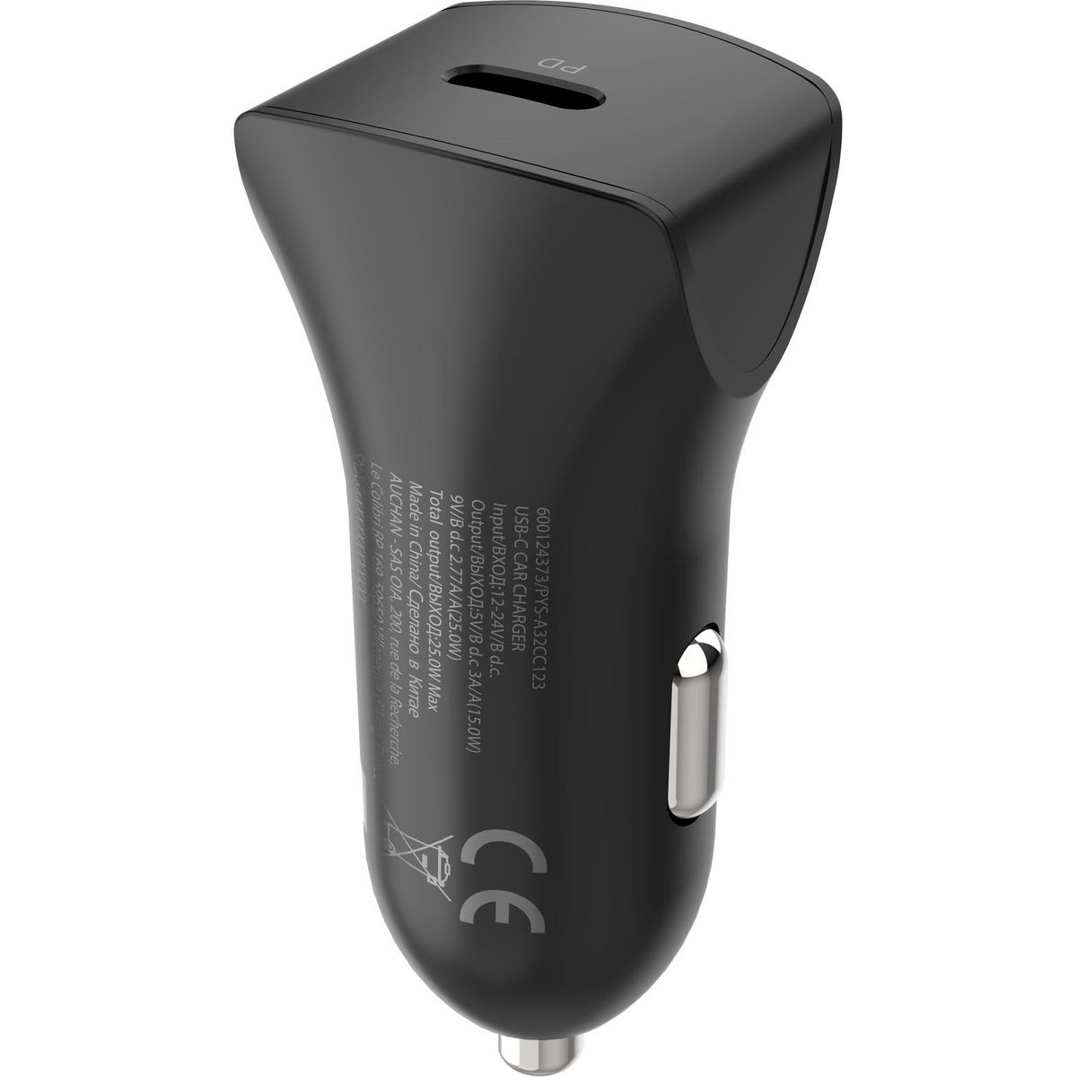 QILIVE Chargeur voiture USB C+Câble USB C x2 - Noir