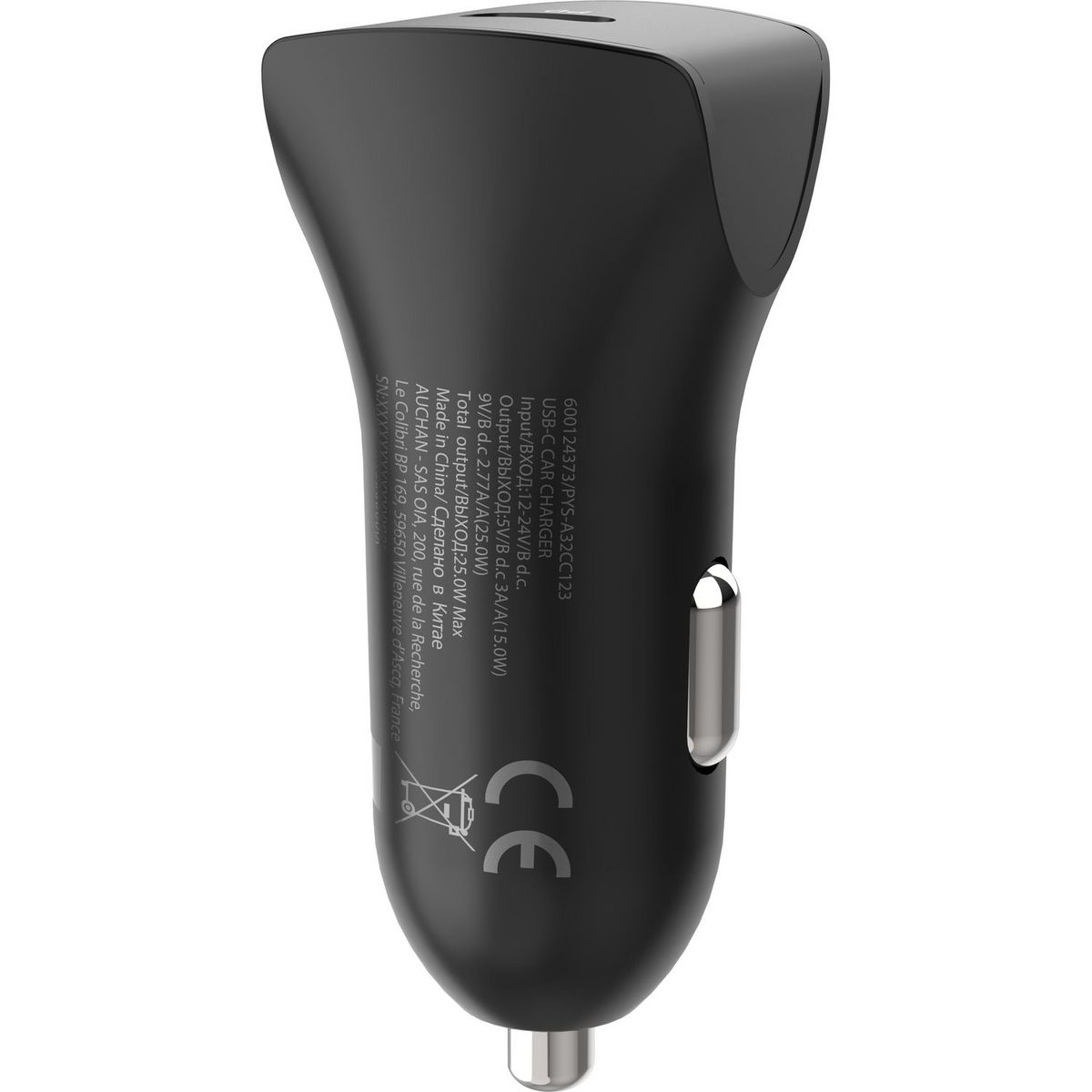 QILIVE Chargeur voiture USB C+Câble USB C x2 - Noir