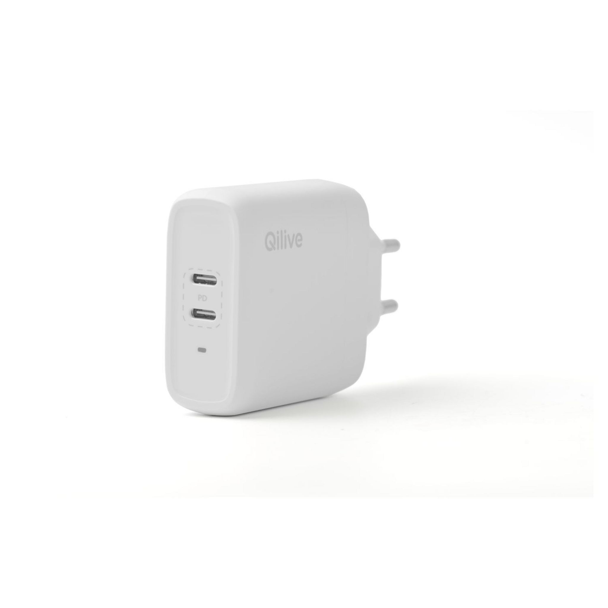 Voir la diapositive 2 : QILIVE Chargeur double USB C - Blanc