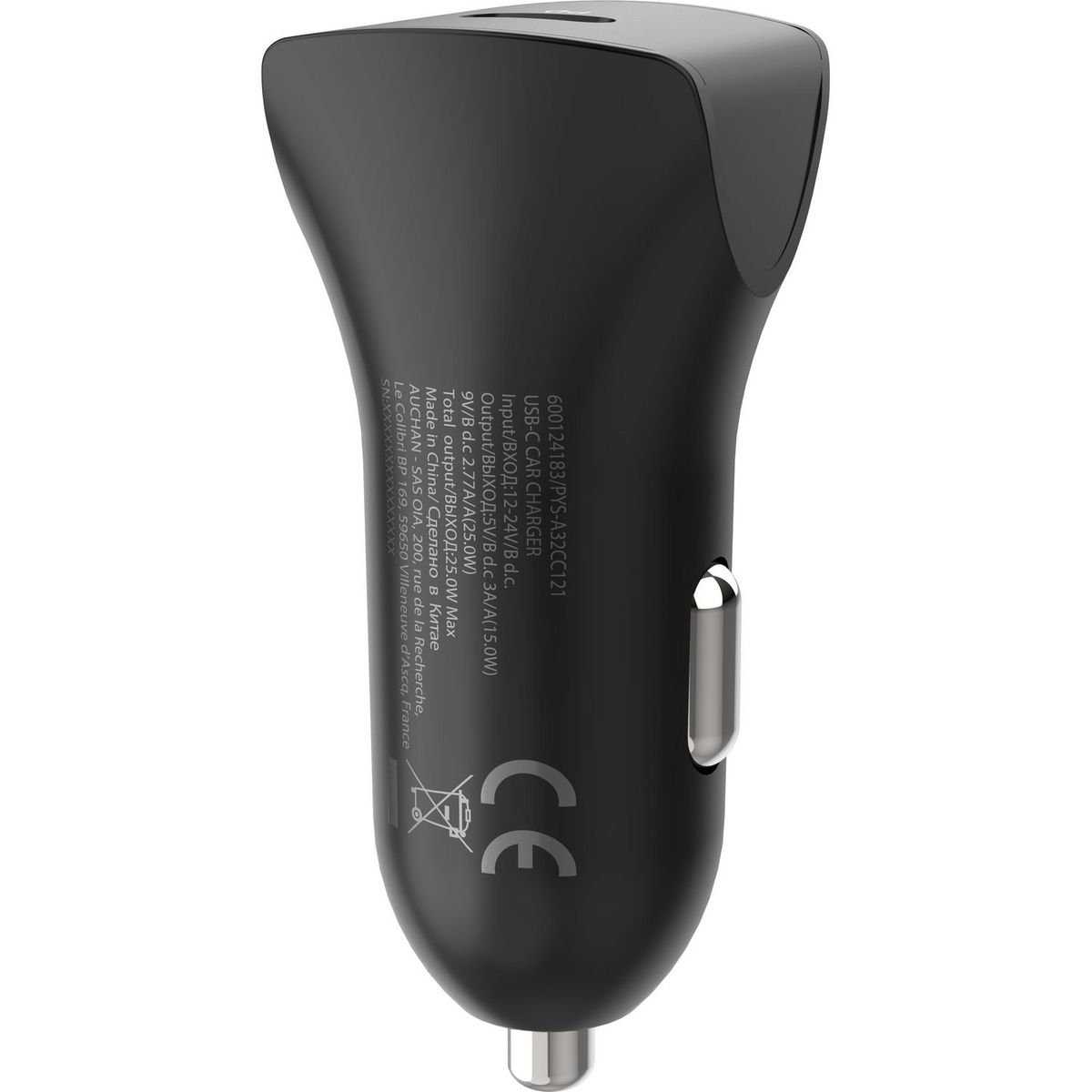 QILIVE Chargeur voiture USB C - Noir