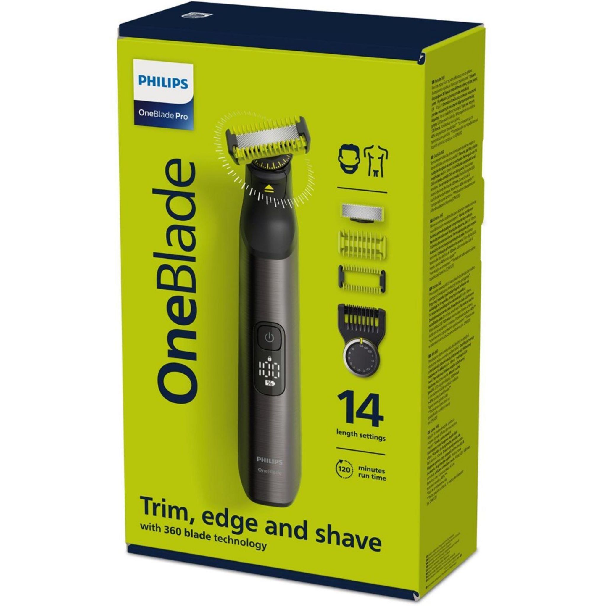 Voir la diapositive 4 : PHILIPS Tondeuse barbe et corps sans fil One Blade QP6551/15 - Gris