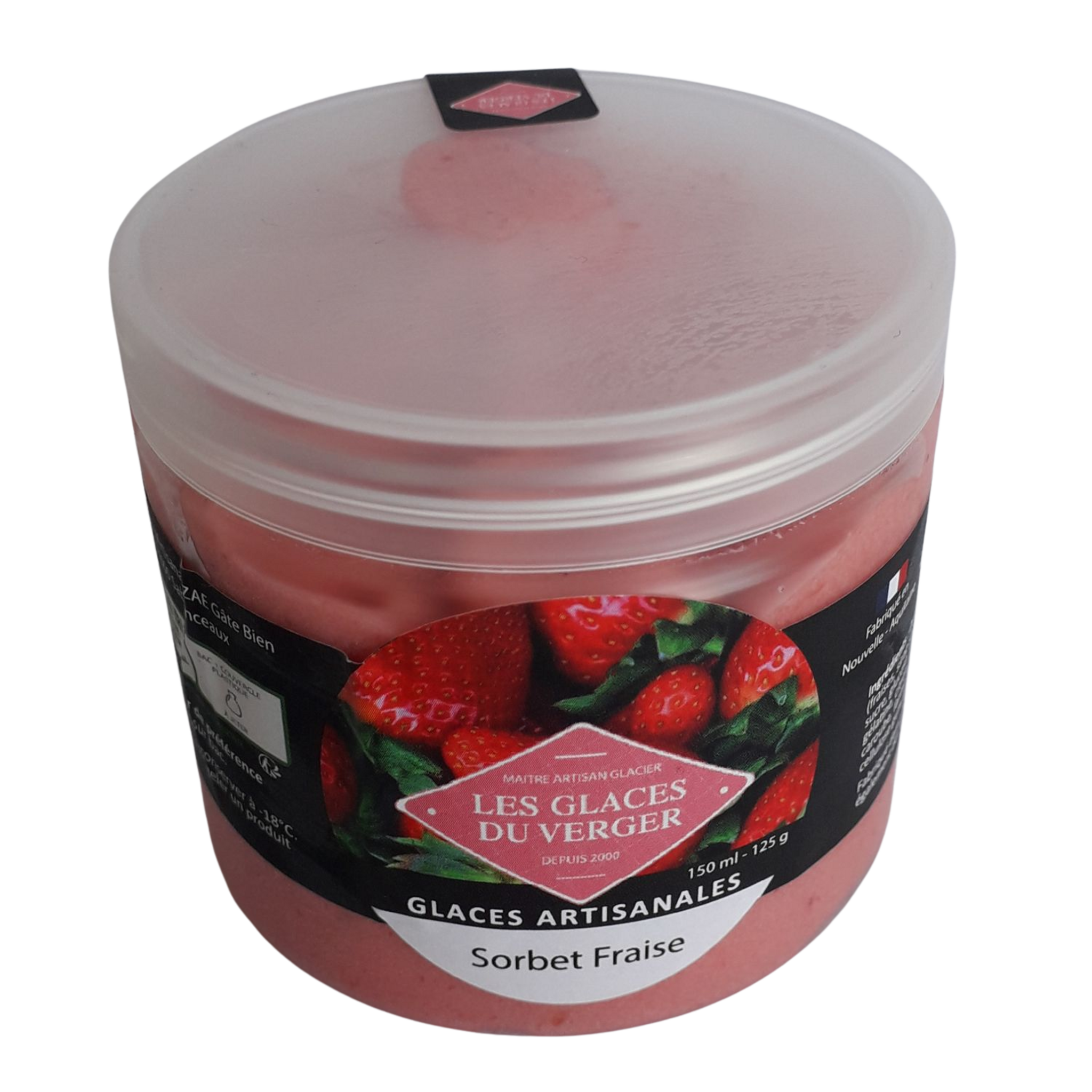 LES GLACES DU VERGER Sorbet fraise 125g
