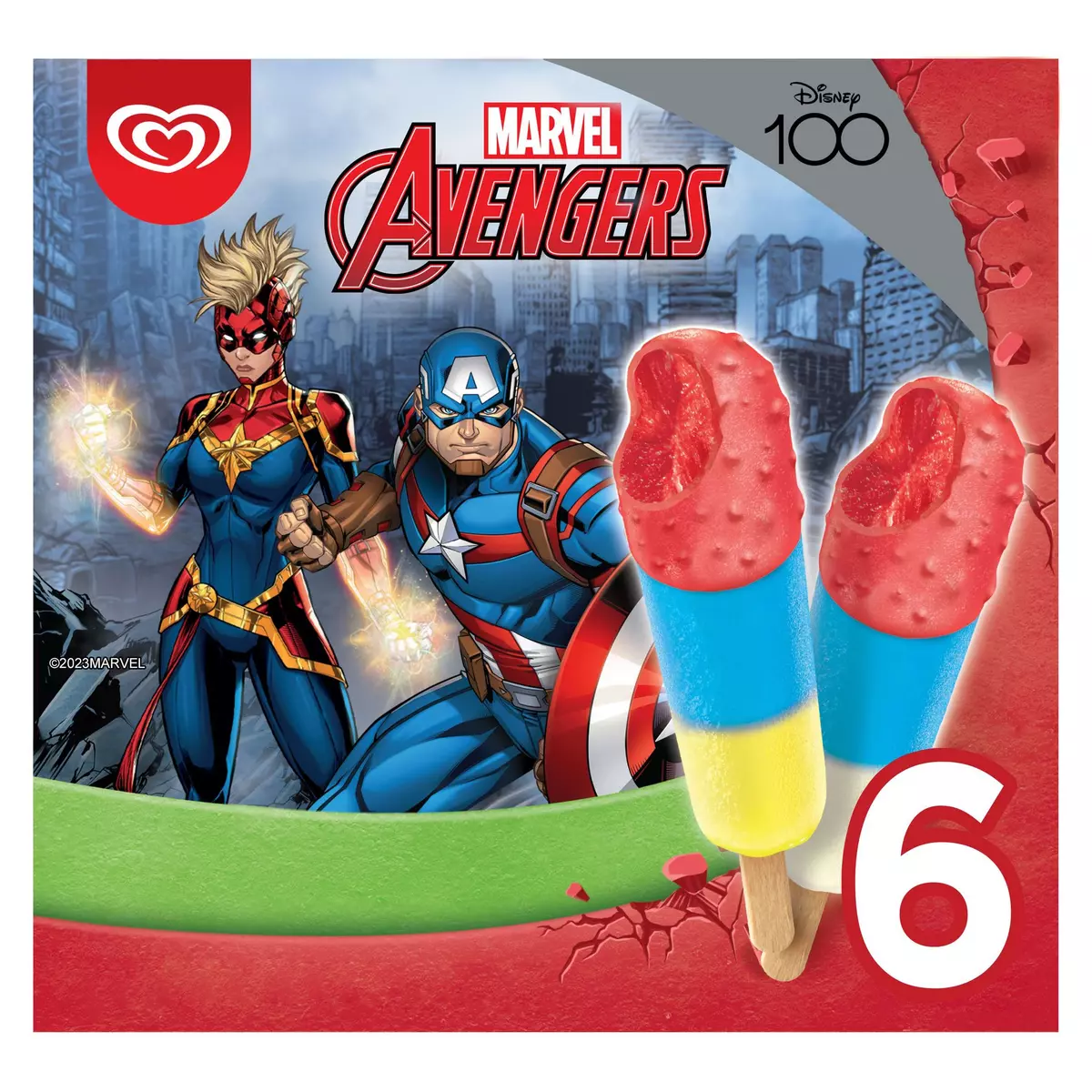 MARVEL Bâtonnet glacé Avengers 6 pièces 318g