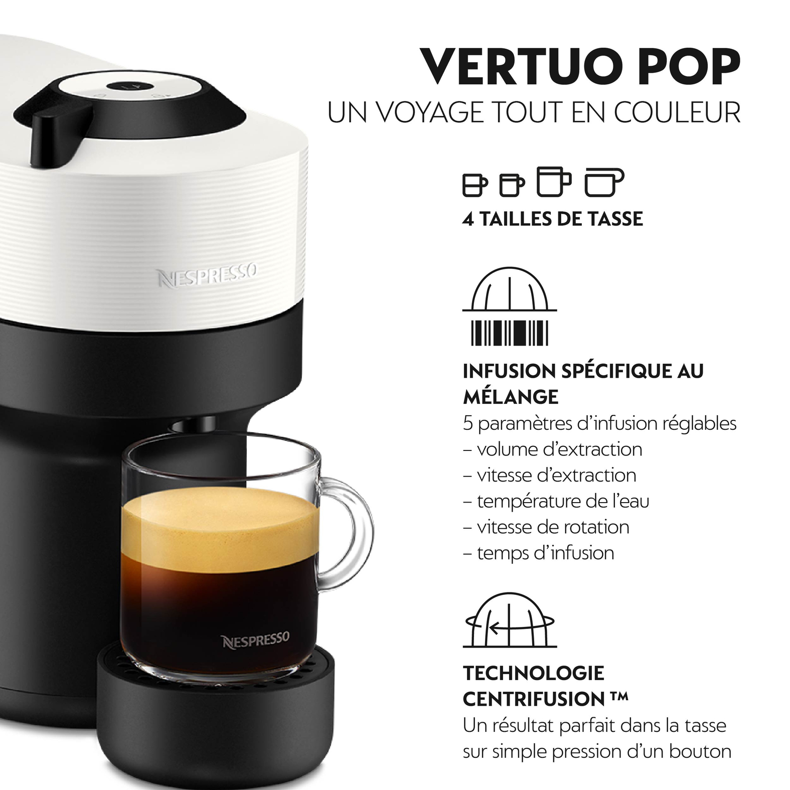 Voir la diapositive 2 : KRUPS Machine à café Nespresso Vertuo YY4889FD - Blanc