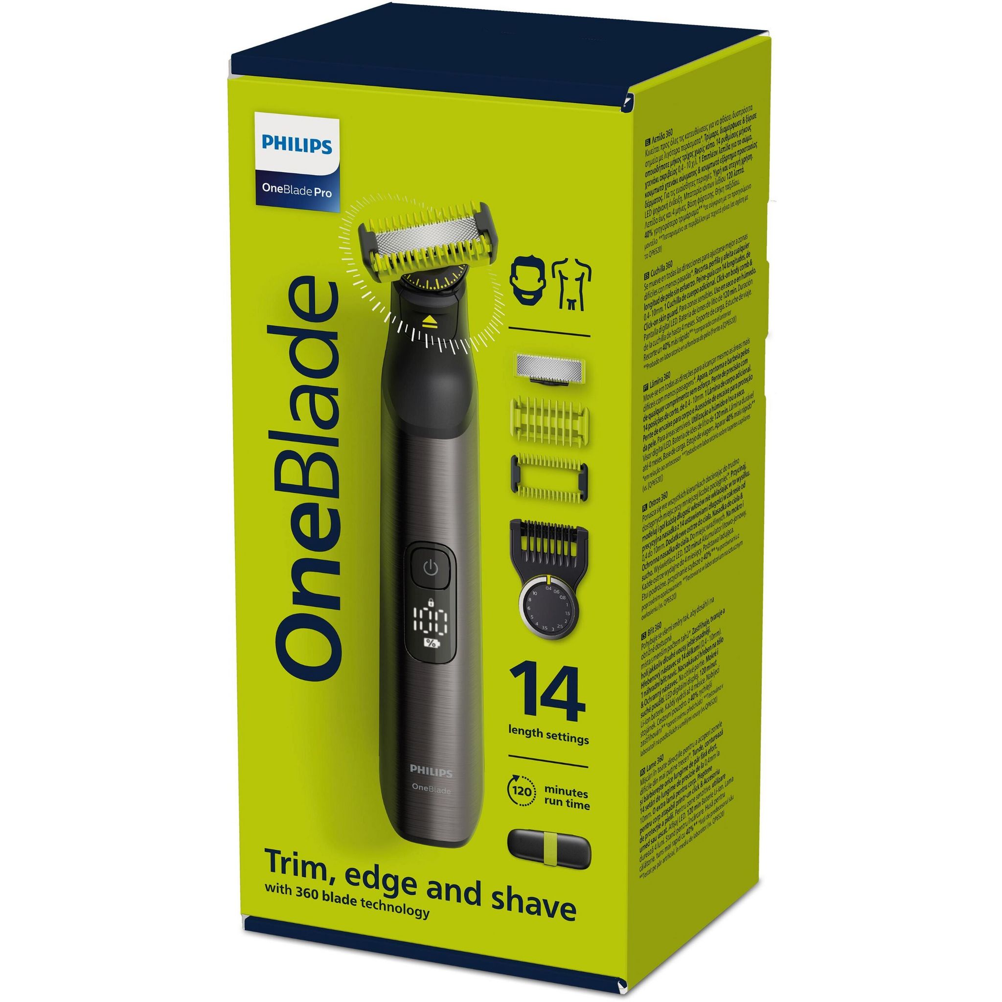 Voir la diapositive 2 : PHILIPS Tondeuse visage et corps One Blade QP6651/61 - Noir