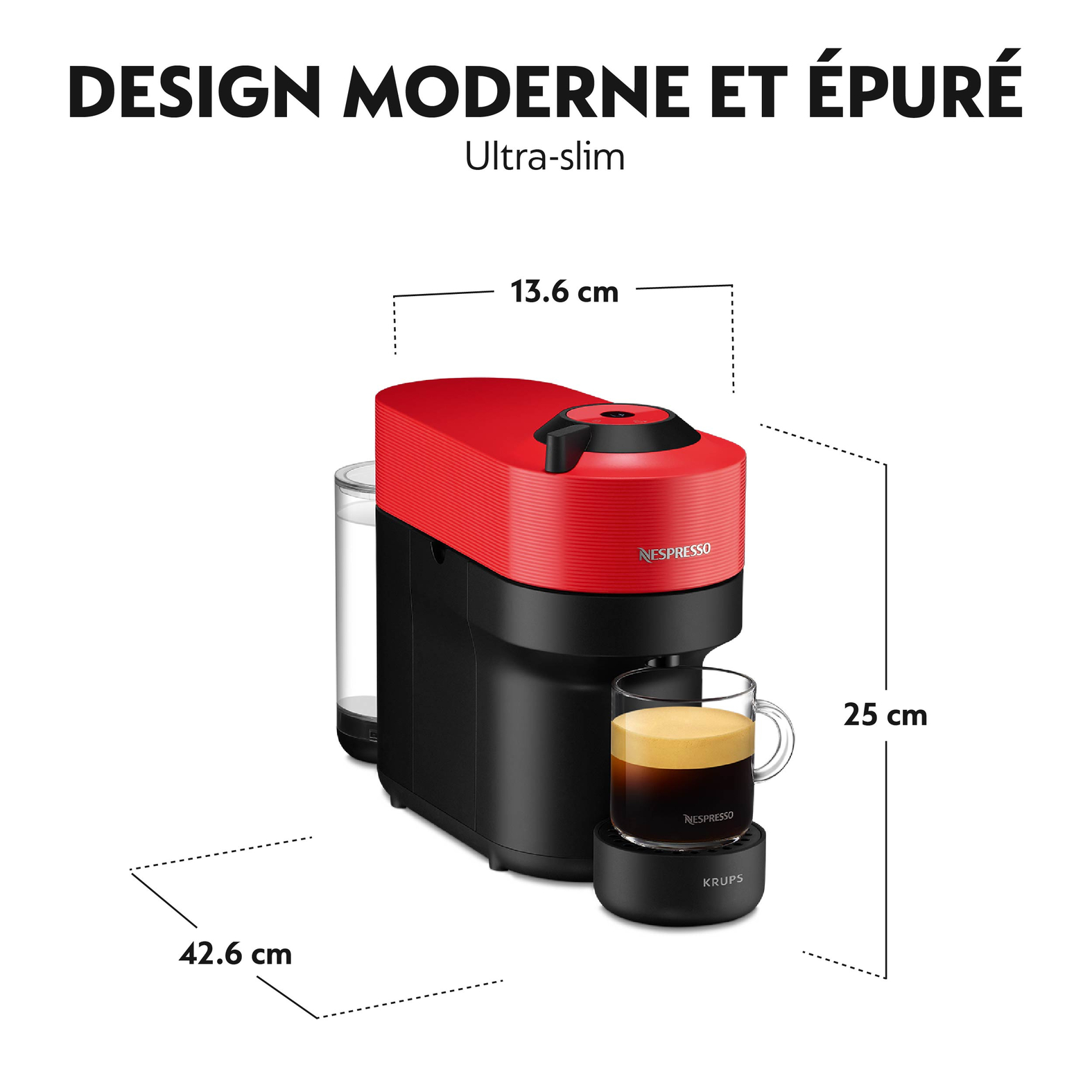 Voir la diapositive 3 : KRUPS Machine à café Nespresso YY4888FD - Rouge