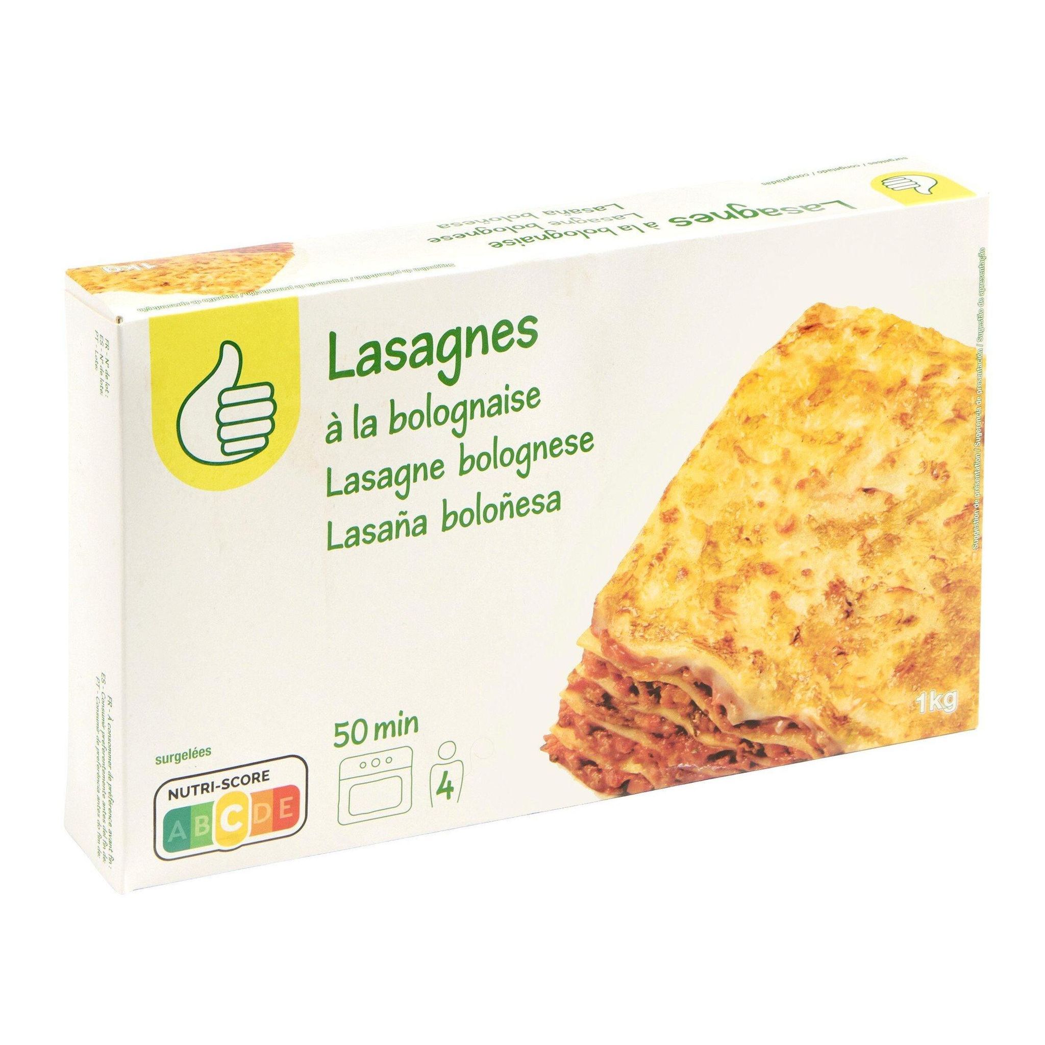 Voir la diapositive 2 : POUCE Lasagnes à la bolognaise 4 portions 1kg