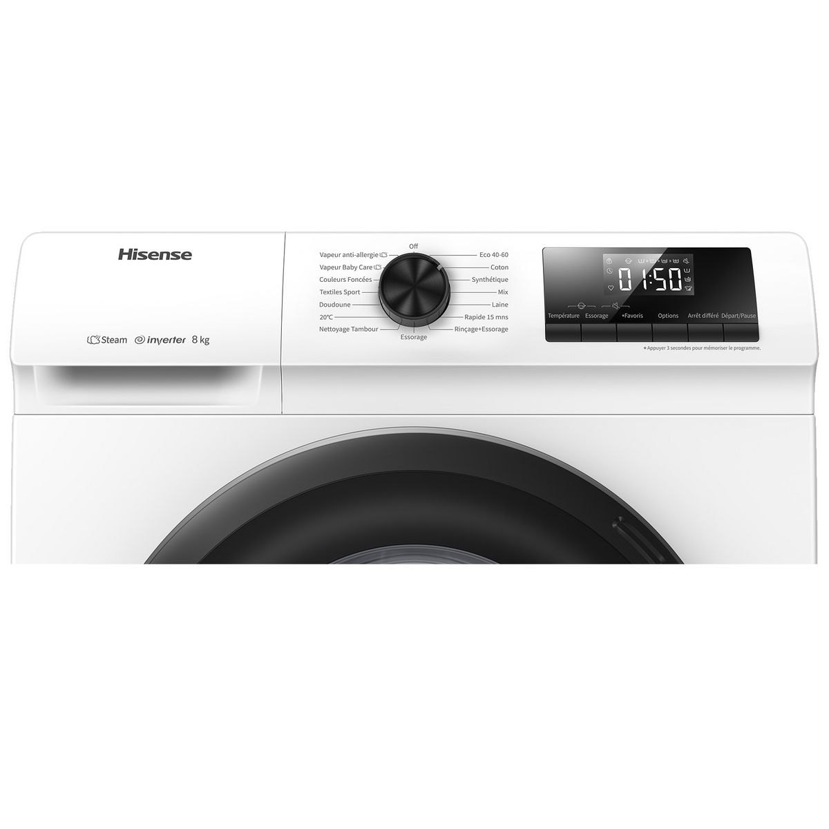 HISENSE Lave linge hublot WFQP8014EVM, 8 kg, 1400 T/min, A