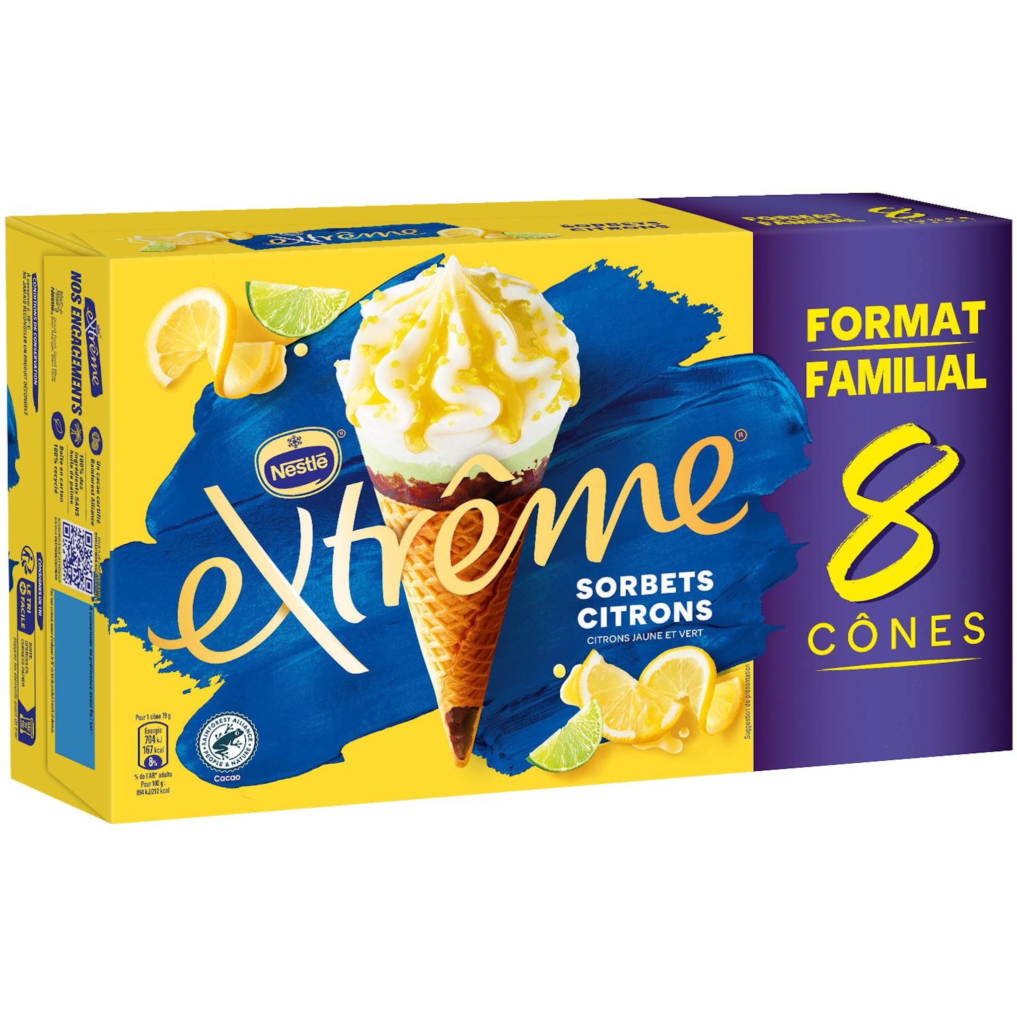 EXTREME Cône glacé sorbets citrons 8 pièces 632g