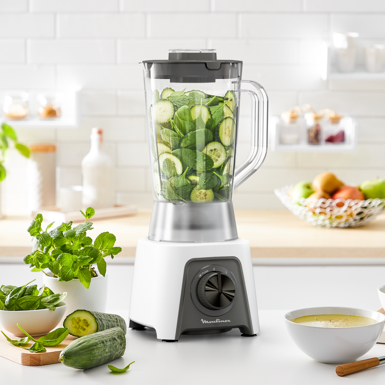 Voir la diapositive 7 : MOULINEX Blender LM2C0110 - Blanc