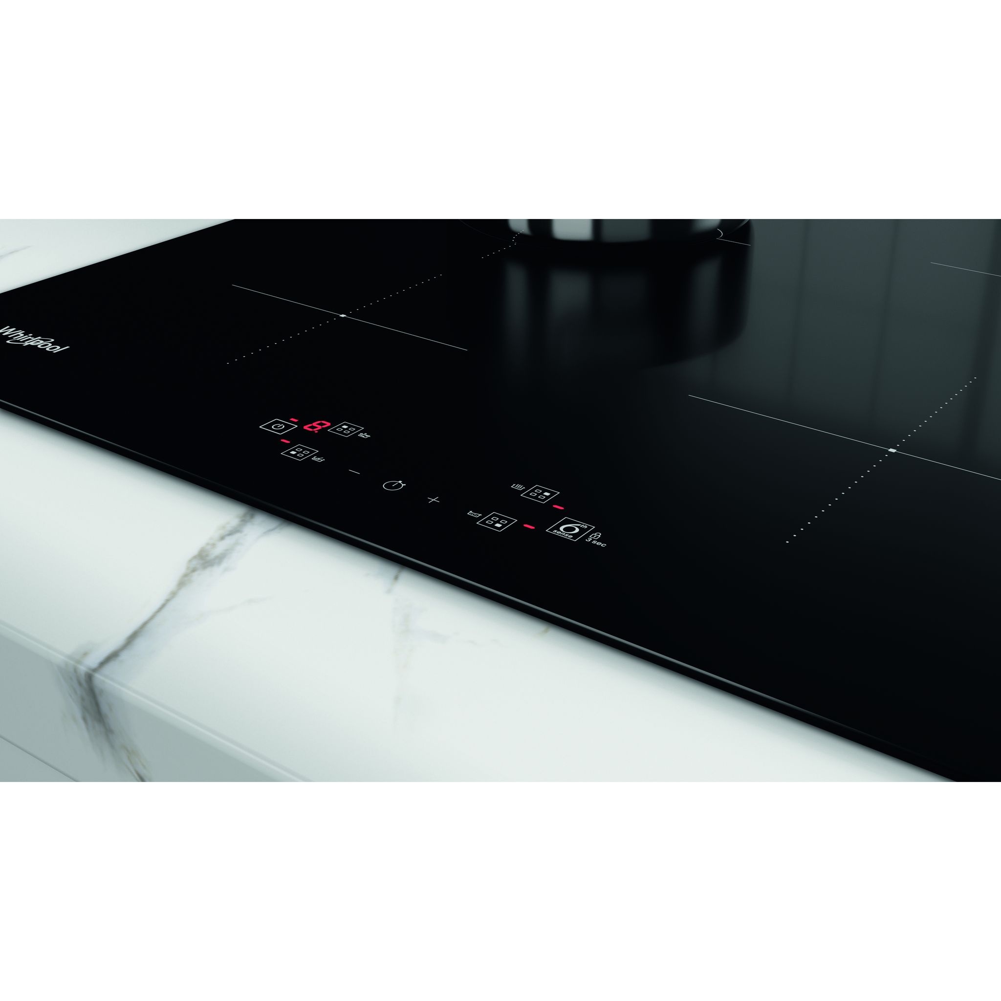 Voir la diapositive 4 : WHIRLPOOL Table de cuisson à induction WSQ2160NE, 59 cm, 4 foyers