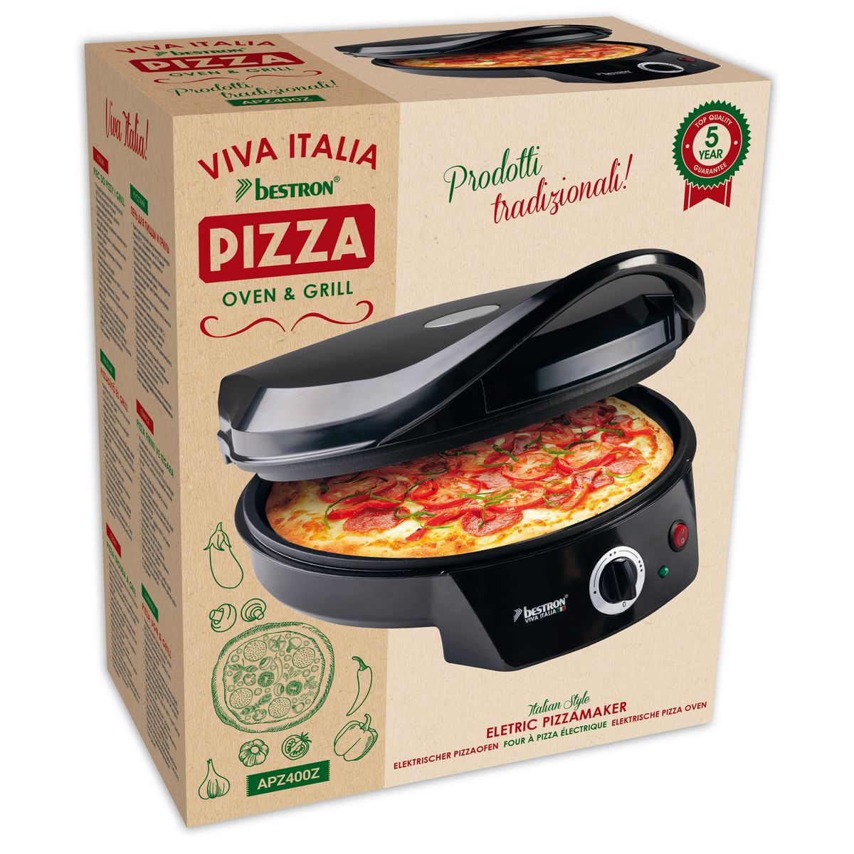 BESTRON Four à pizza APZ400Z - Noir
