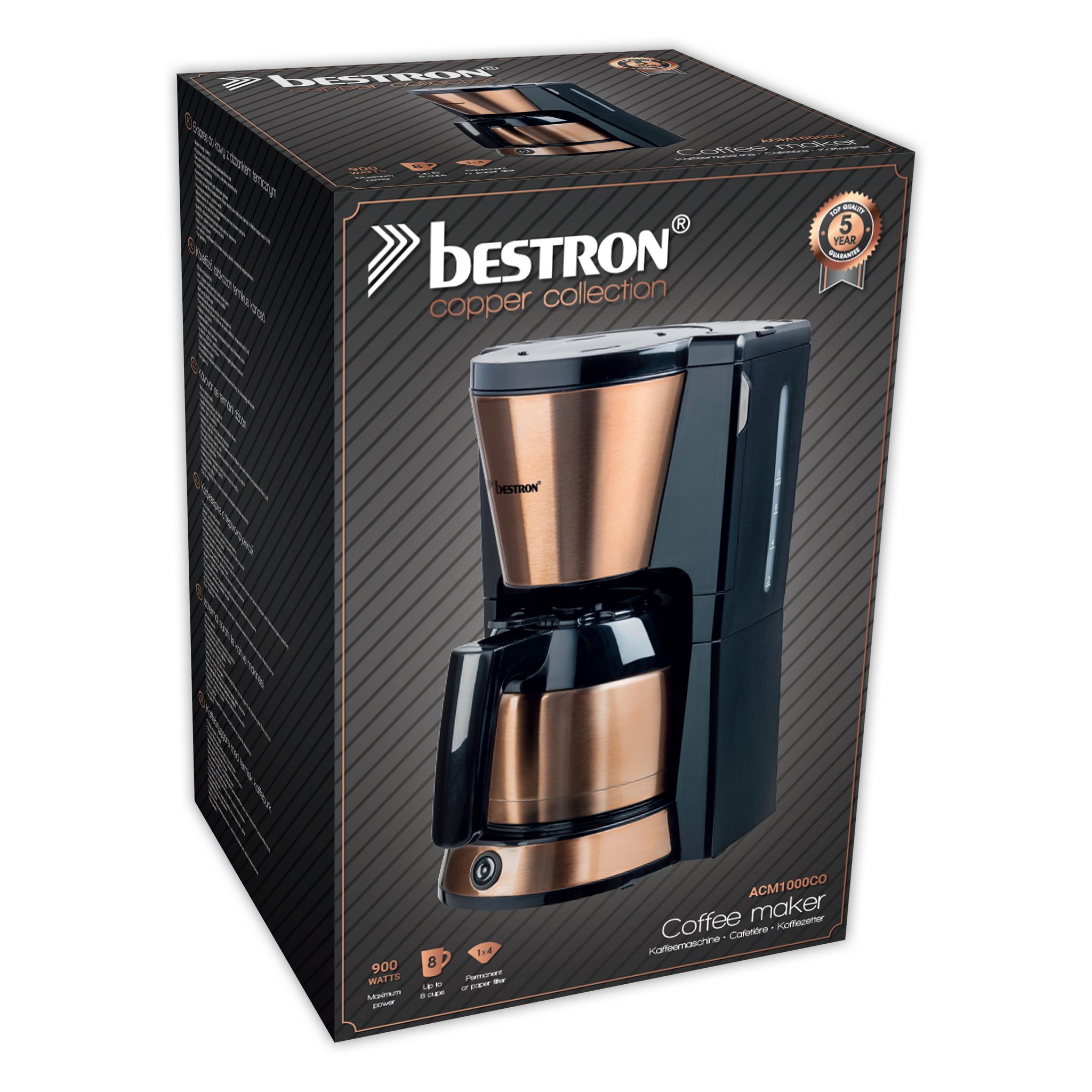 Voir la diapositive 4 : BESTRON Cafetière à filtre ACM1000CO - Cuivre