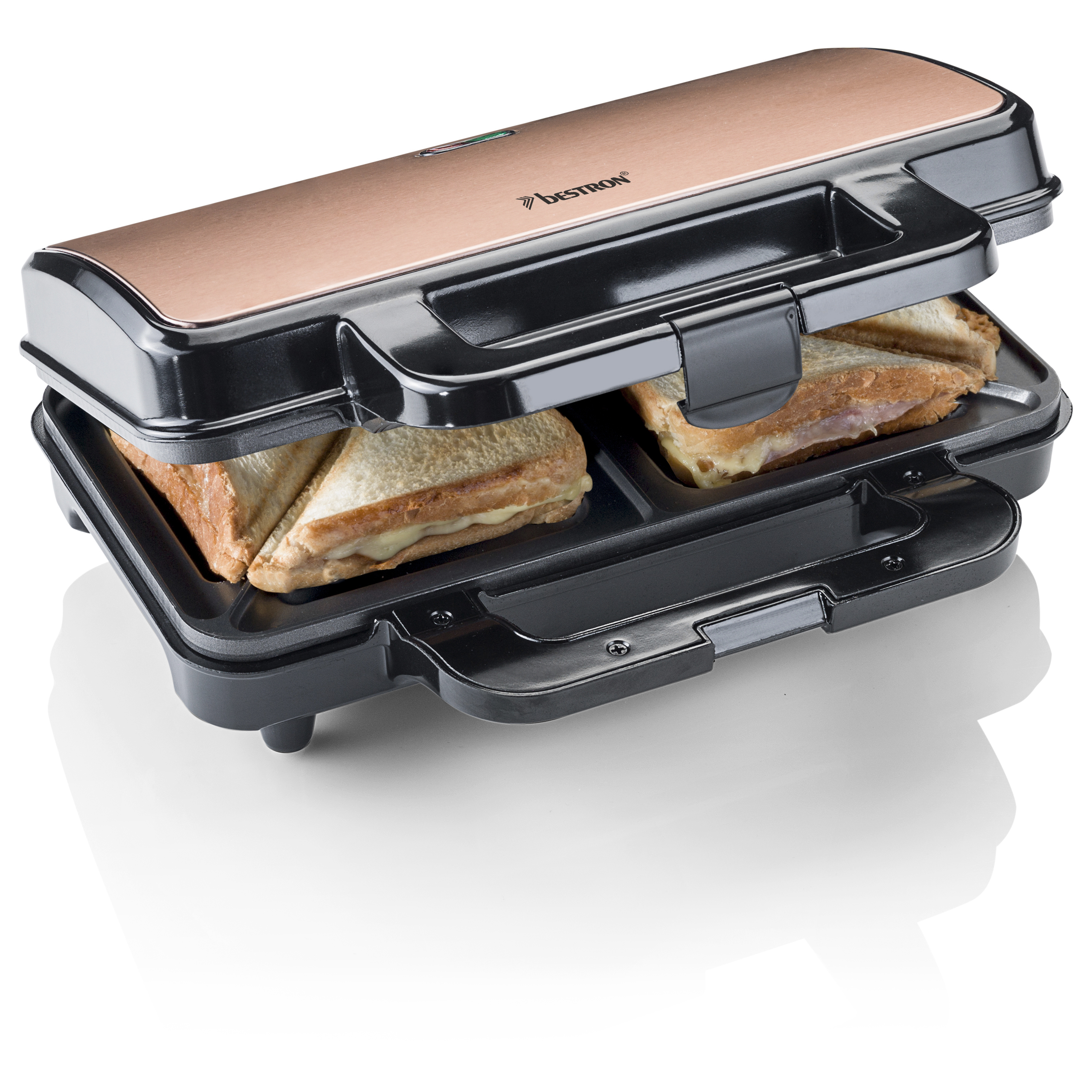 Voir la diapositive 4 : BESTRON Appareil à croque monsieur XL ASM90XLCO - Cuivre