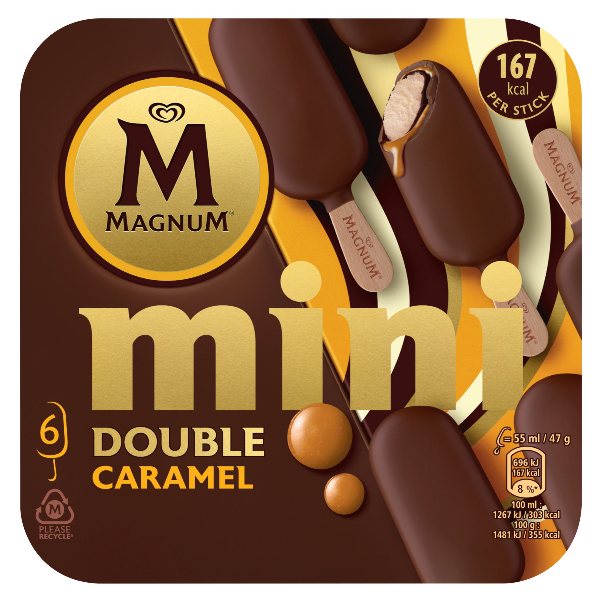 Voir la diapositive 2 : MAGNUM Glace bâtonnets mini Deluxe caramel 6 pièces 282g