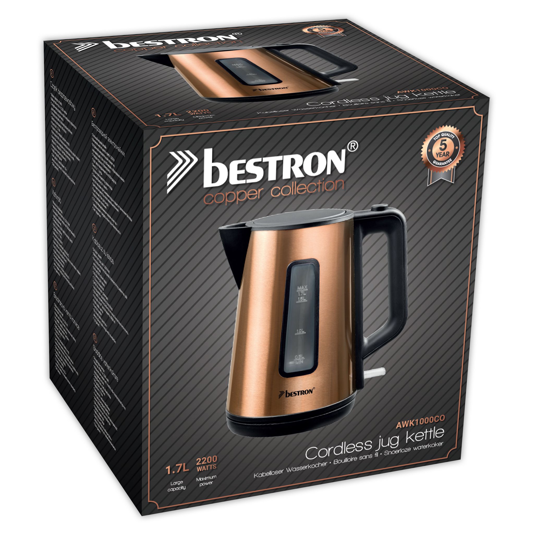 Voir la diapositive 4 : BESTRON Bouilloire AWK1000CO - Cuivre