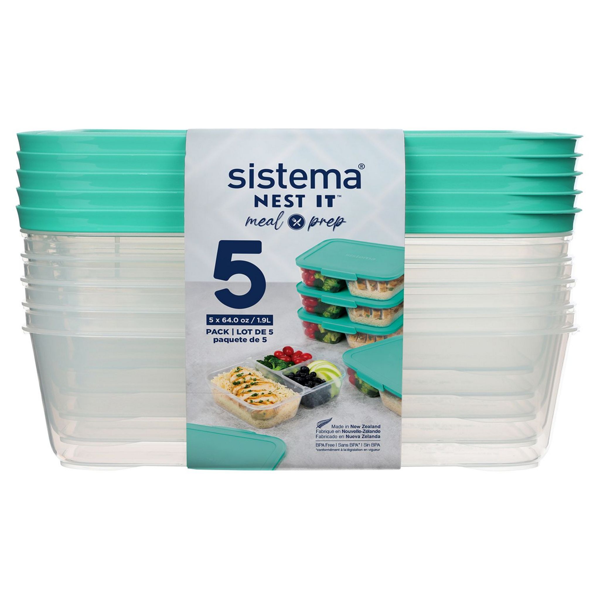 Voir la diapositive 1 : SISTEMA Lot de 5 boites compartiment 1.9L
