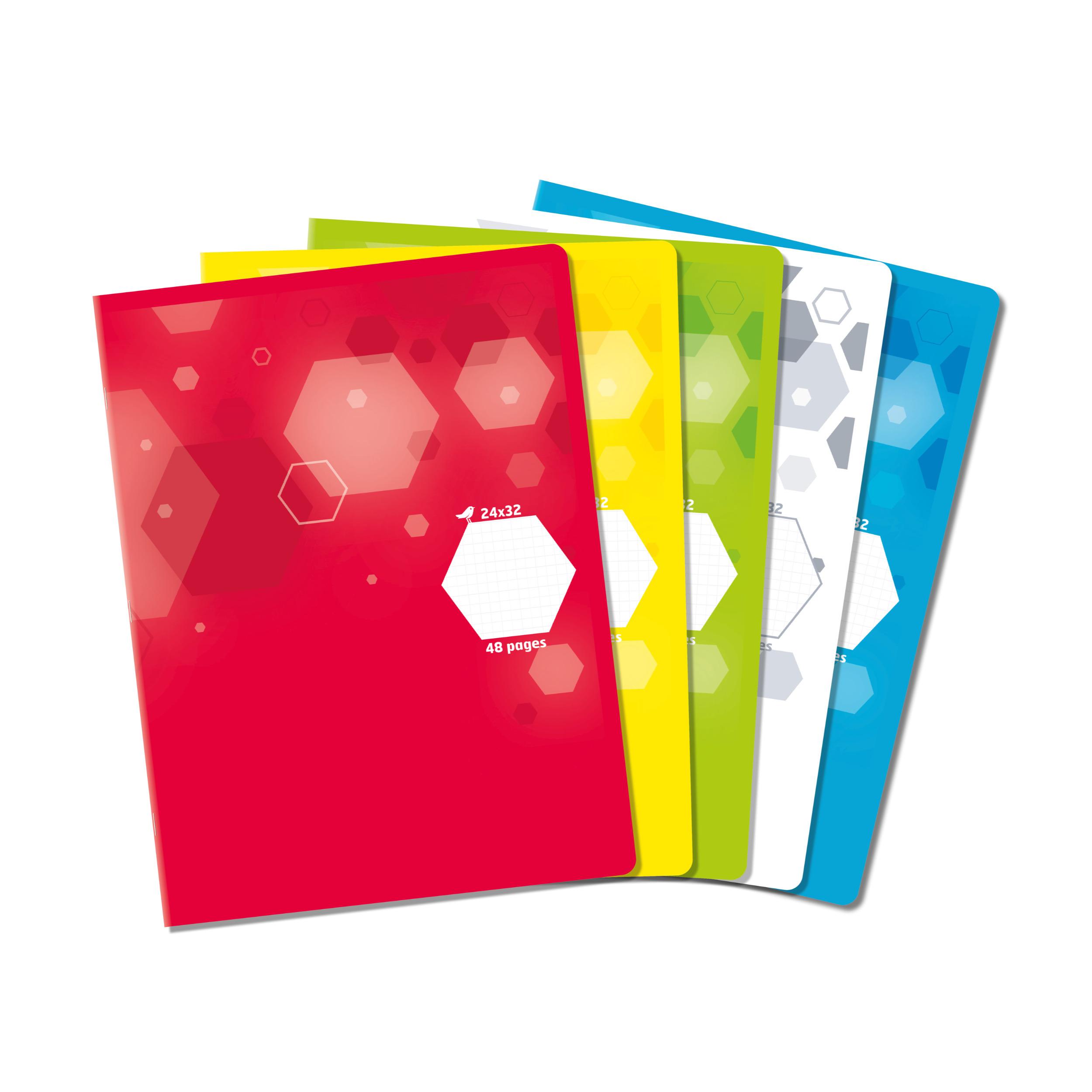 AUCHAN Cahier piqure 24x32cm polypro 48 pages petits carreaux 5x5