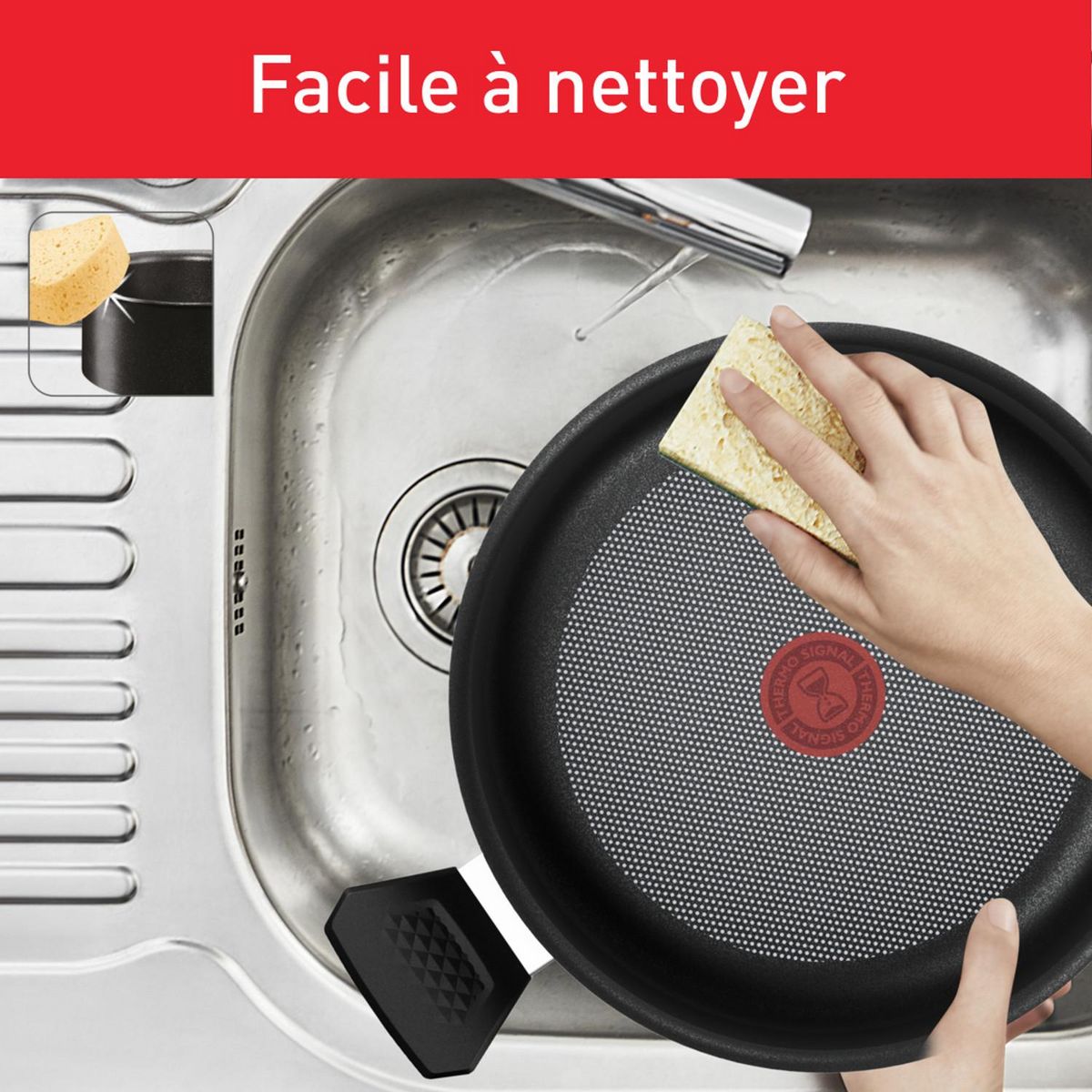 TEFAL Faitout 24 cm + Couvercle TFSI EASY START - Rouge