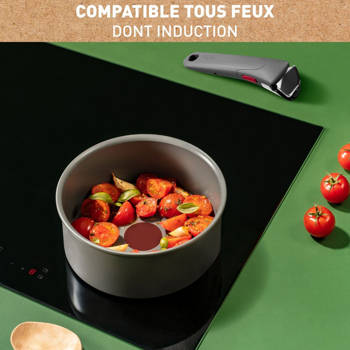 TEFAL Set 3 pièces céramique gris  induction INGENIO RENEW