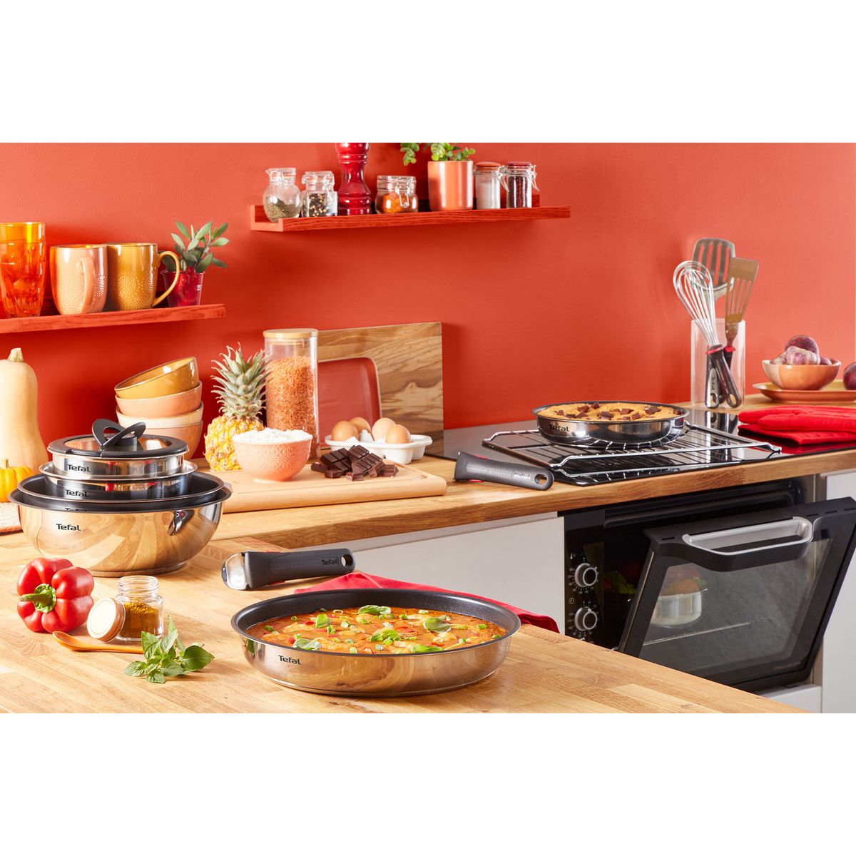 TEFAL Batterie de cuisine 10 pièces inox induction INGENIO EMOTION
