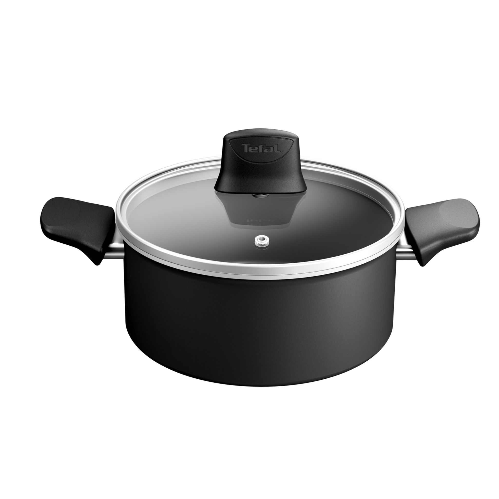Voir la diapositive 1 : TEFAL Faitout aluminium tous feux dont induction 20 cm avec couvercle en verre FORCE