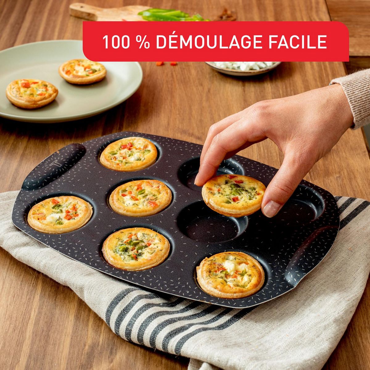 TEFAL Moule à mini quiches aluminium recyclé PERFECTBAKE mini
