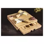 Planche bambou + tiroir avec 3 couteaux fromage