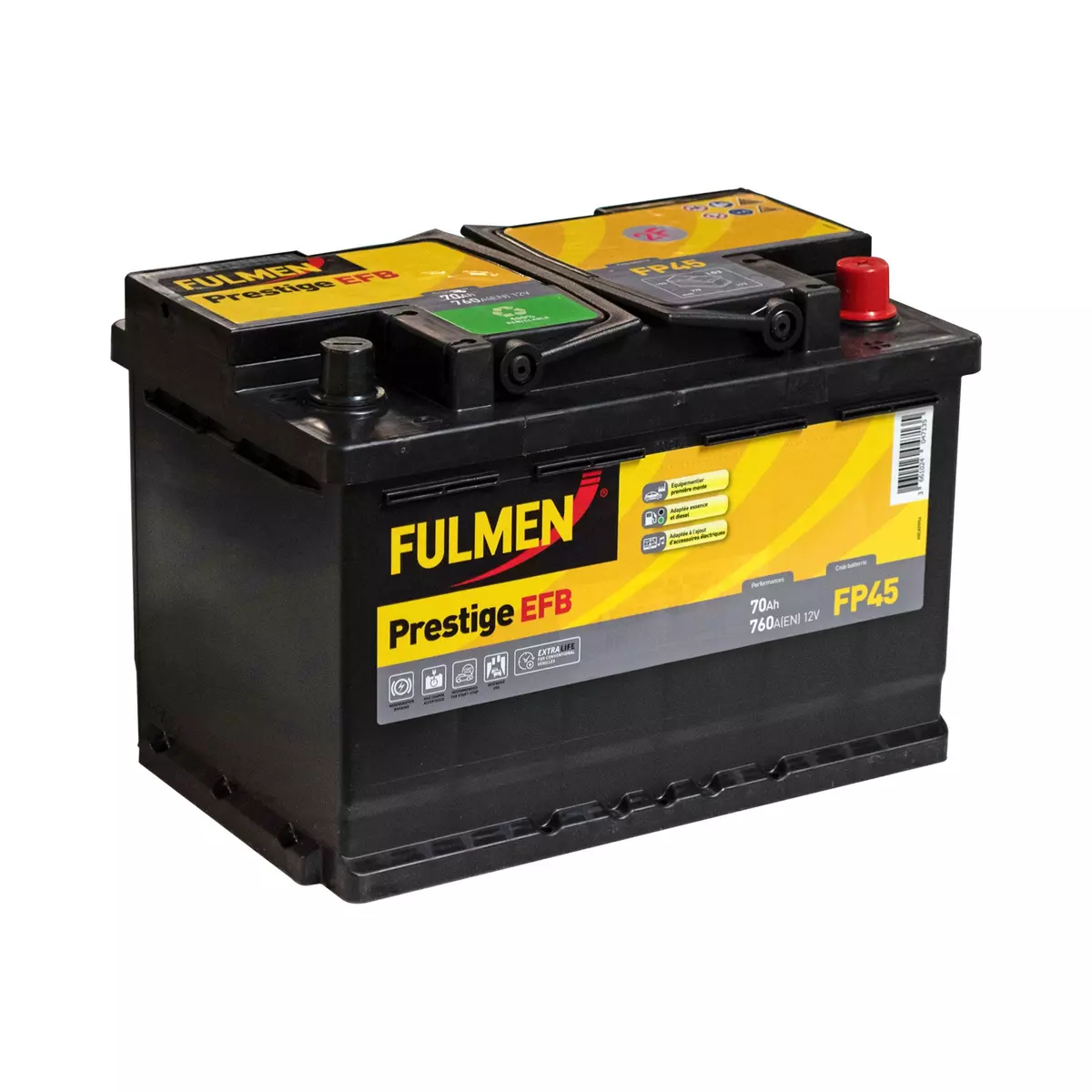 FULMEN Batterie pour voiture 760A FP45 70Ah L3 EFB
