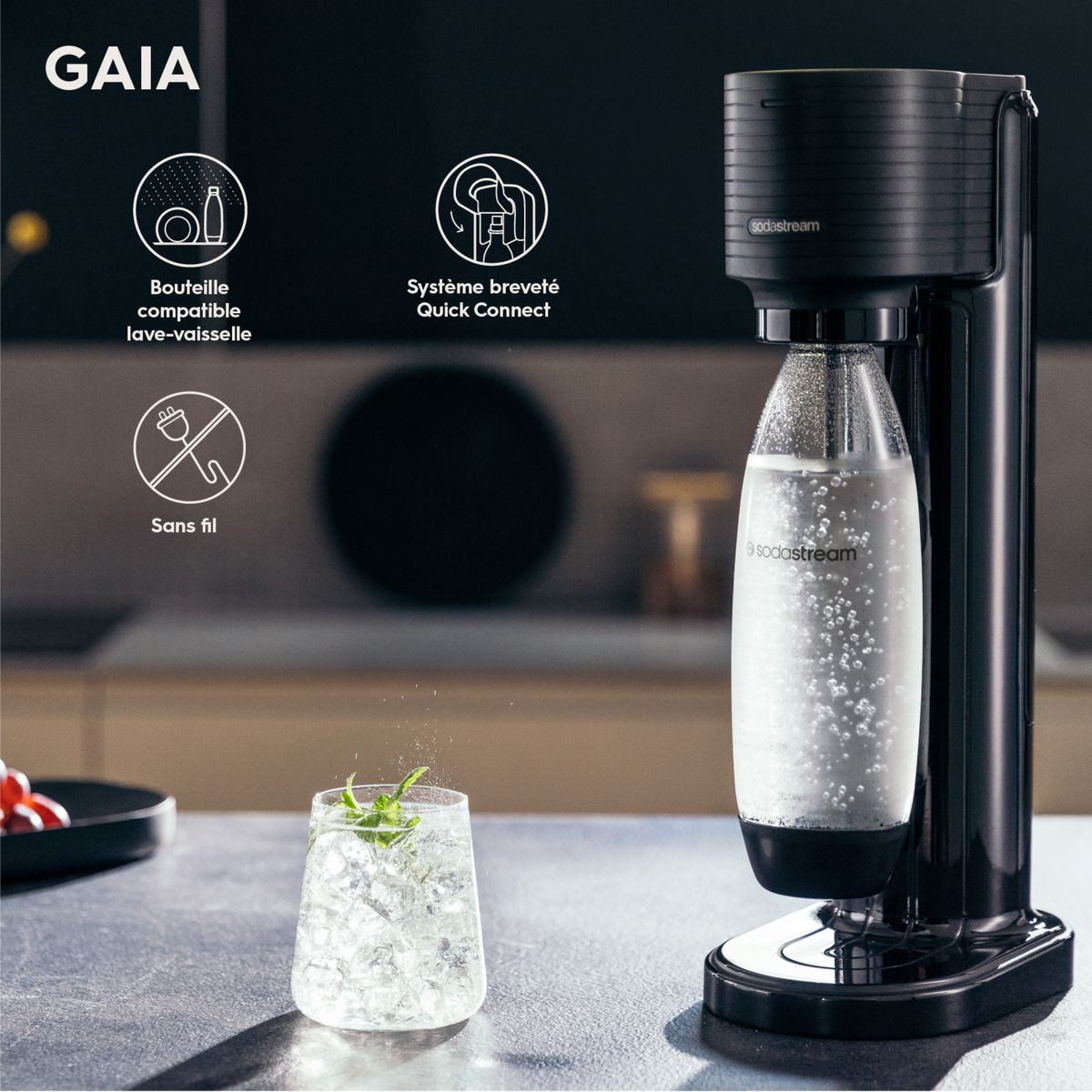 SODASTREAM Machine à gazéifier GAIA - Noir