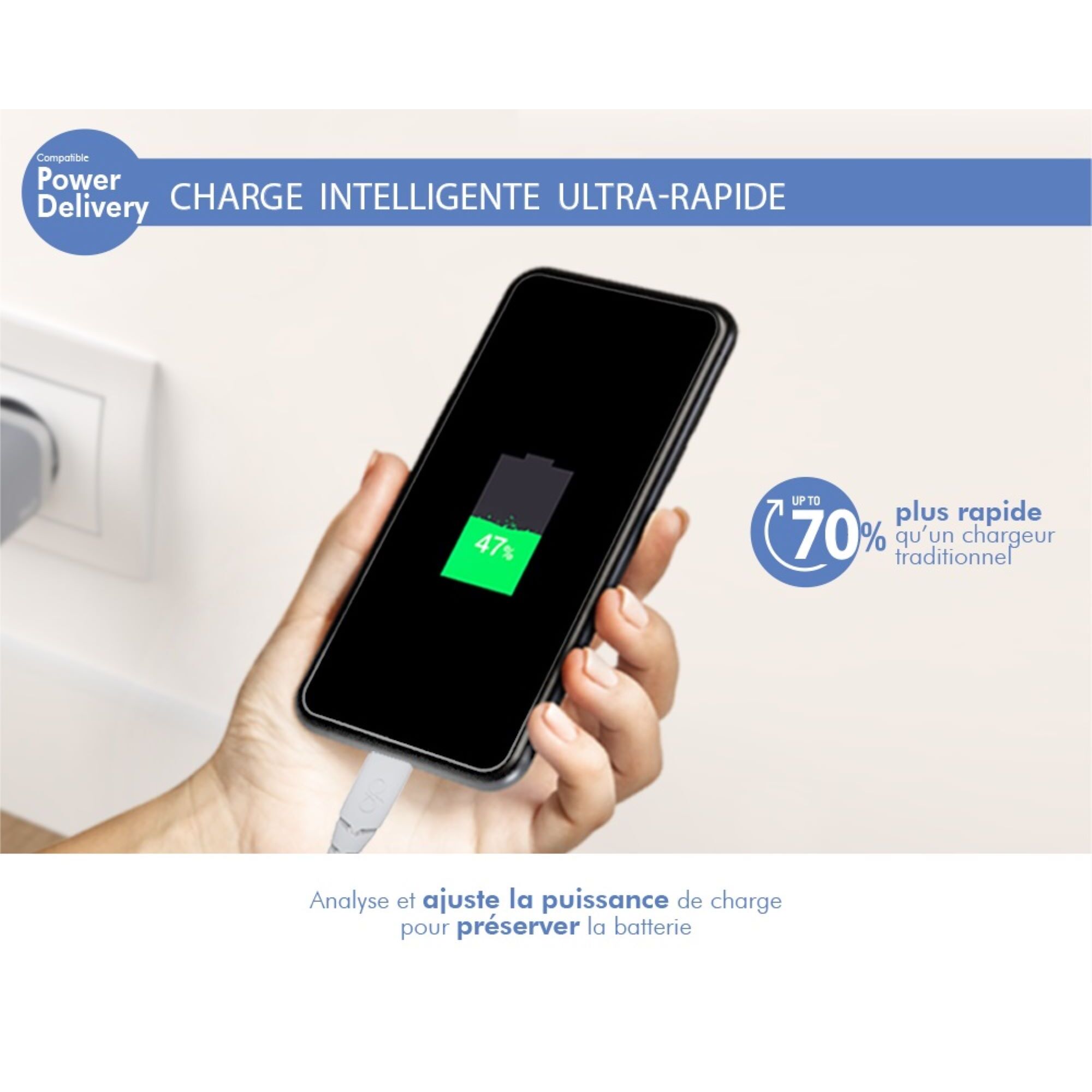Voir la diapositive 3 : BIGBEN Chargeur maison USB C - Noir