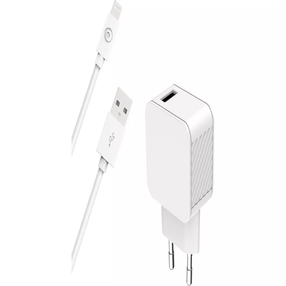 BIGBEN Chargeur maison 2.4A IC Smart + Câble USB A/Lightning - Blanc